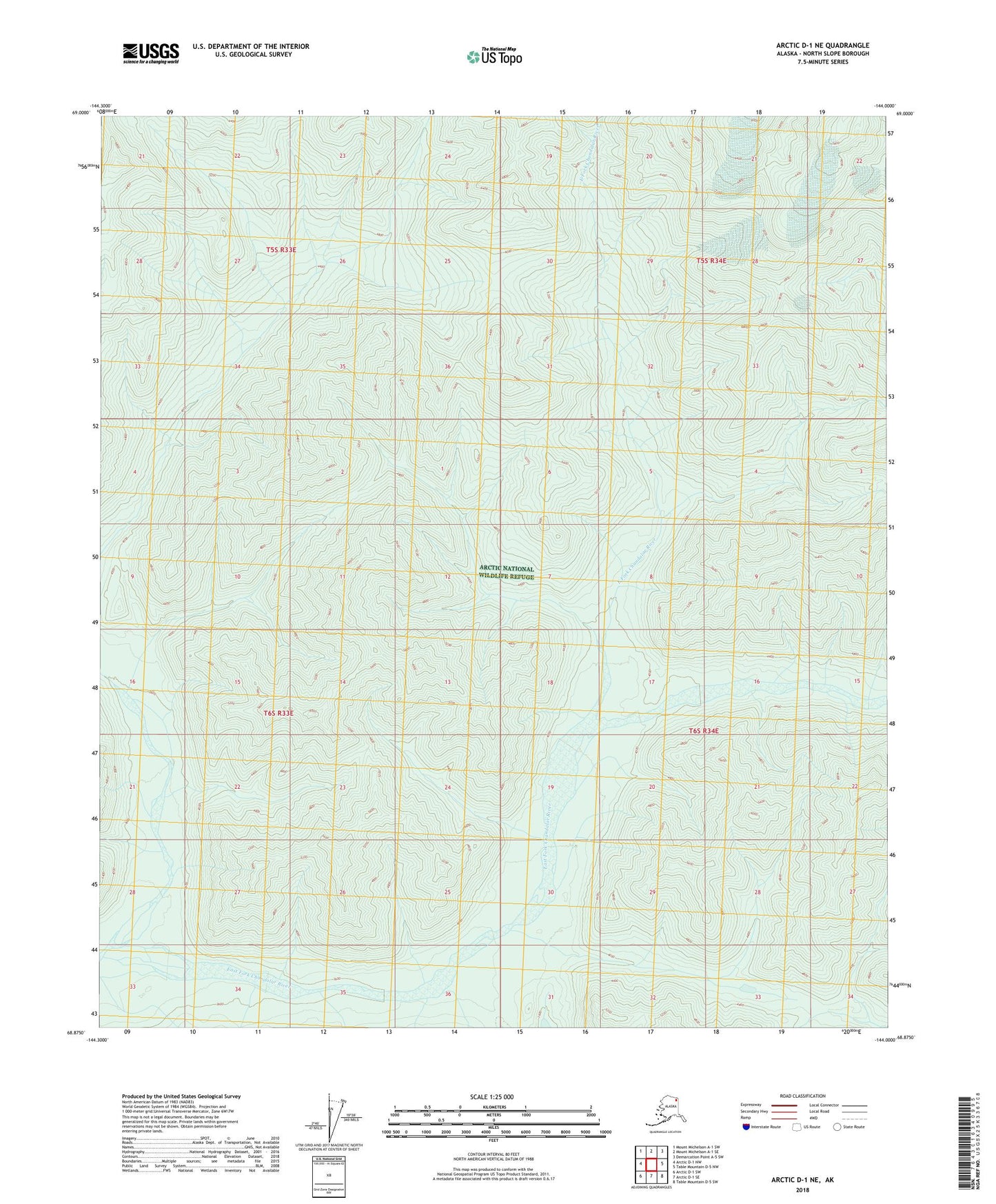 Arctic D-1 NE Alaska US Topo Map Image