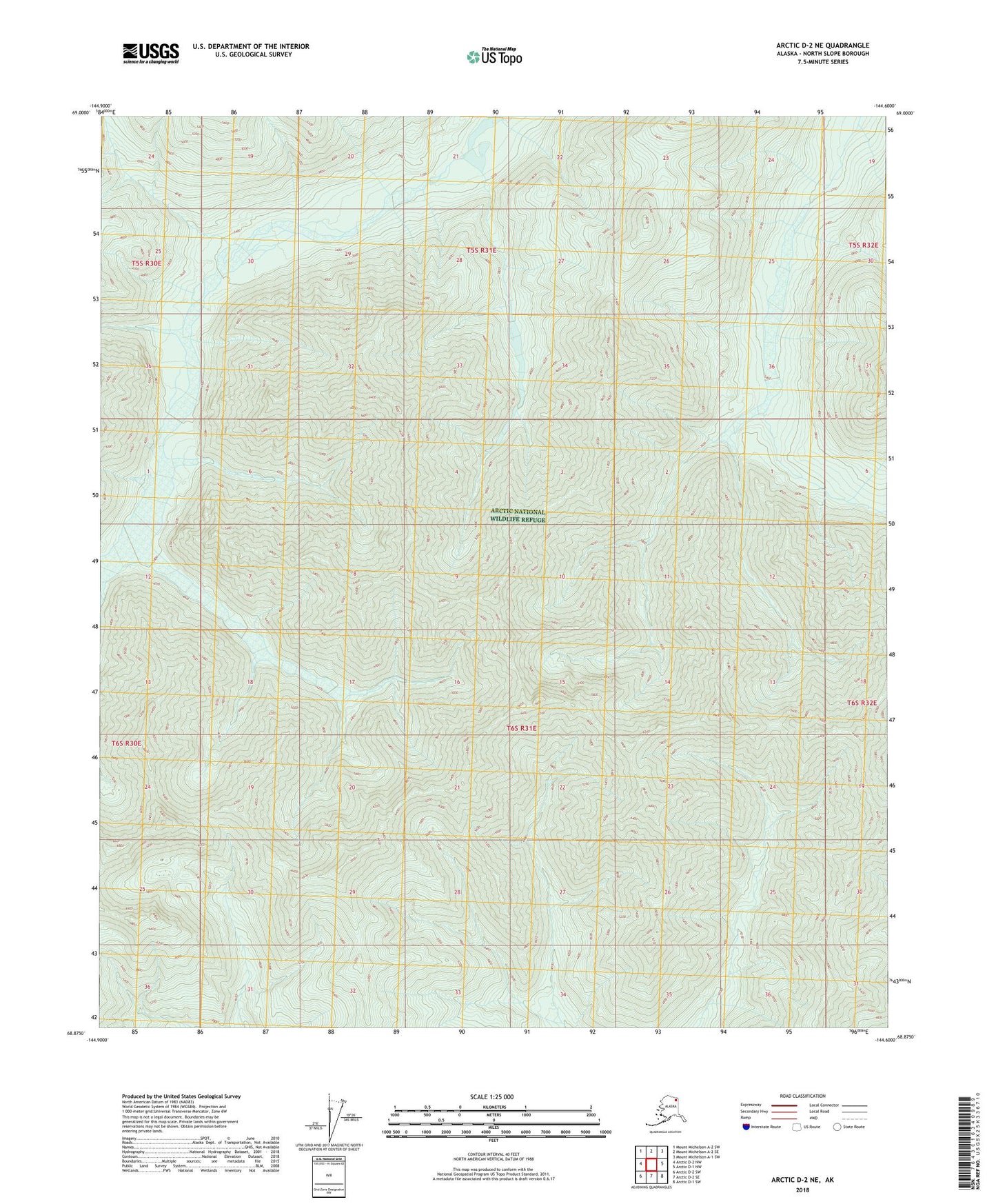 Arctic D-2 NE Alaska US Topo Map Image