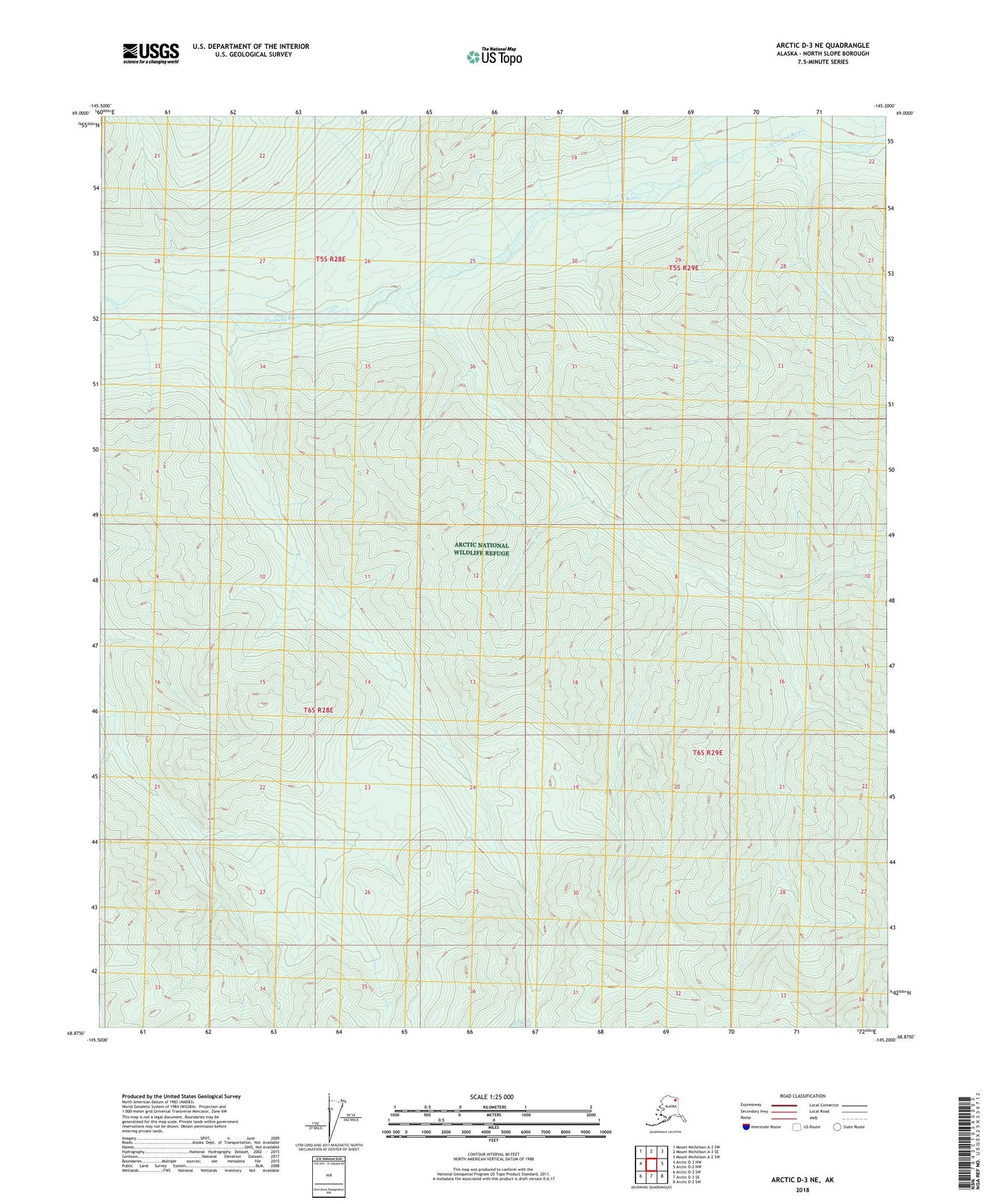 Arctic D-3 NE Alaska US Topo Map Image