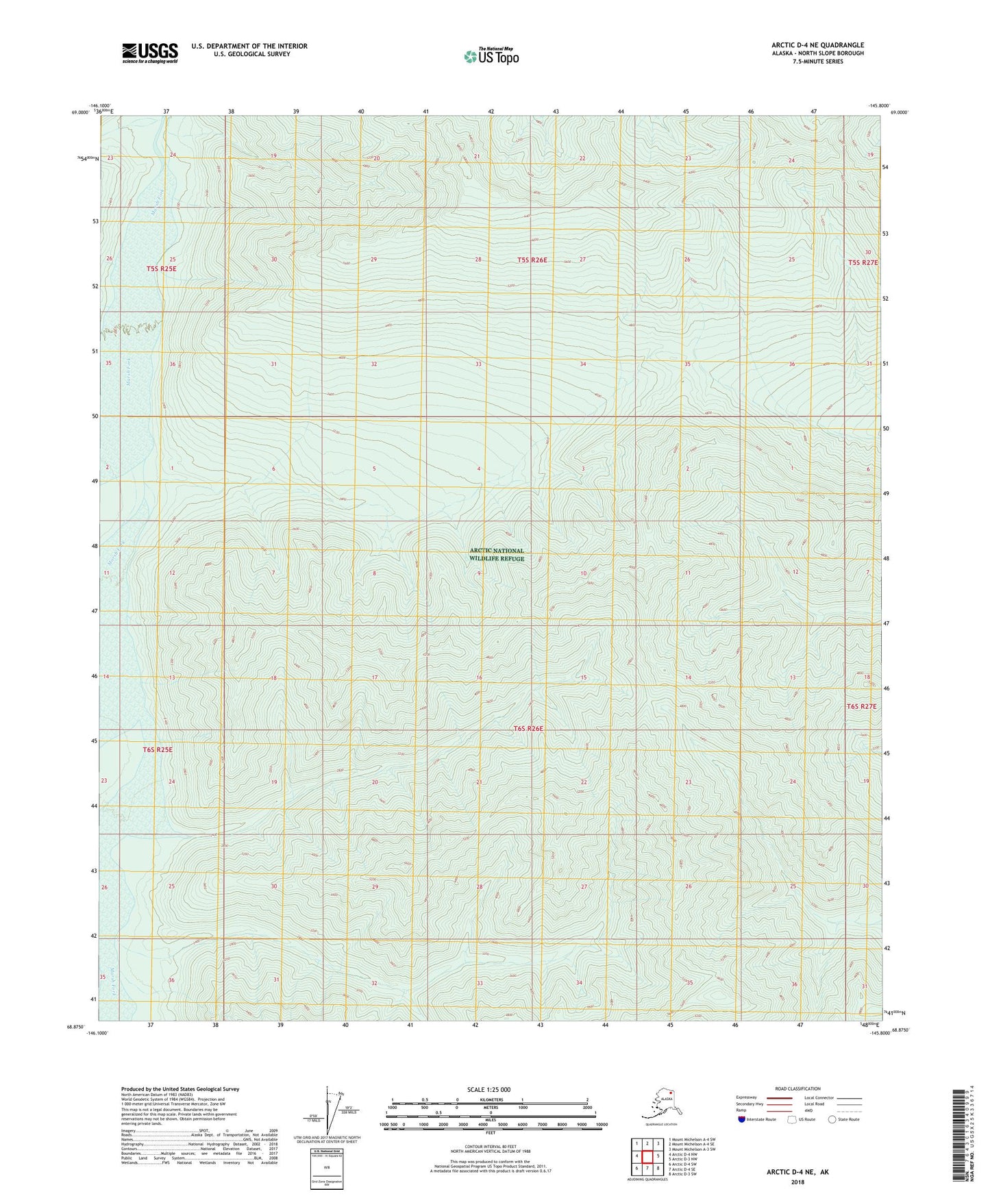 Arctic D-4 NE Alaska US Topo Map Image