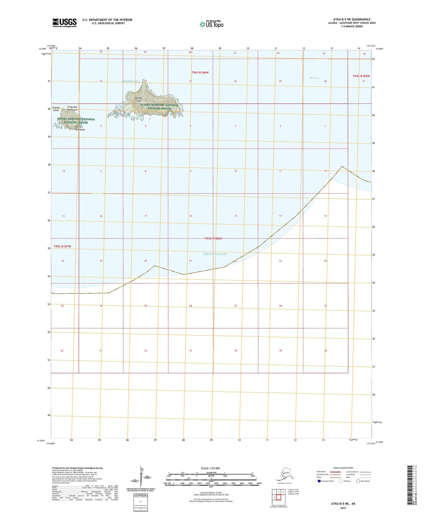 Atka B-5 NE Alaska US Topo Map Image