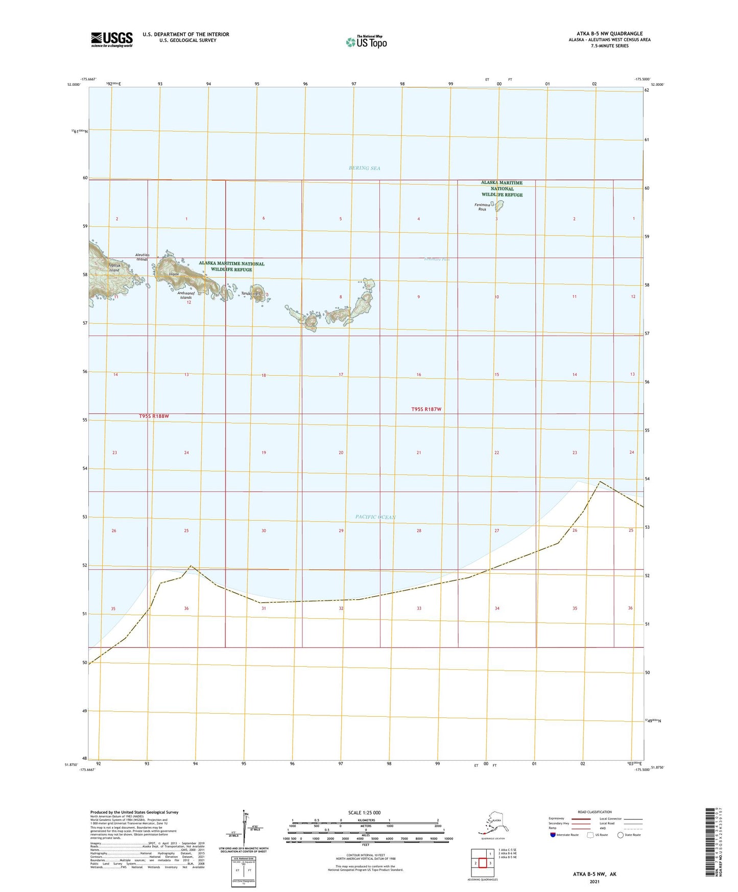Atka B-5 NW Alaska US Topo Map Image