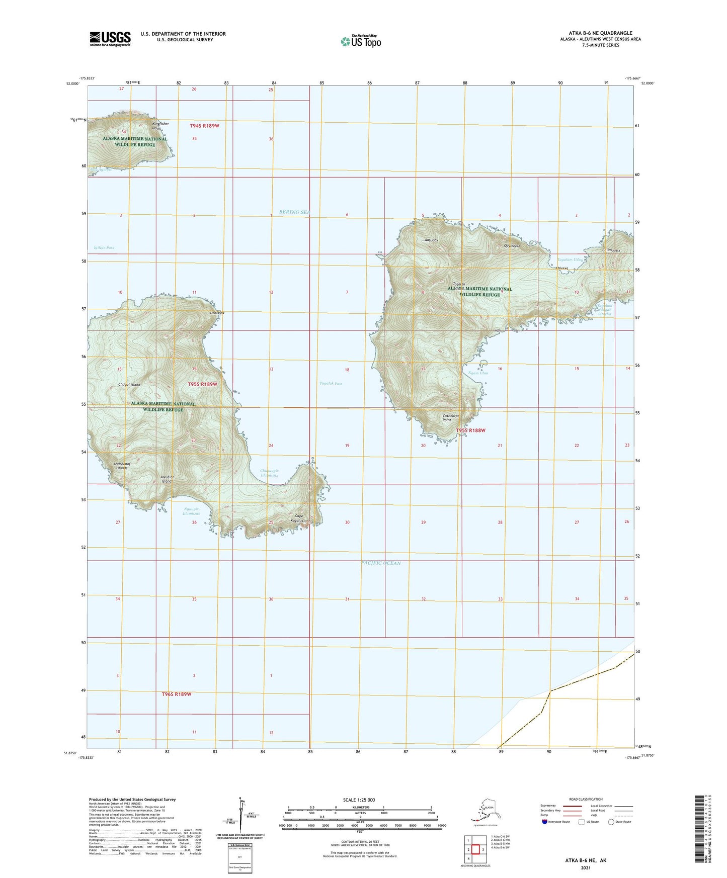 Atka B-6 NE Alaska US Topo Map Image