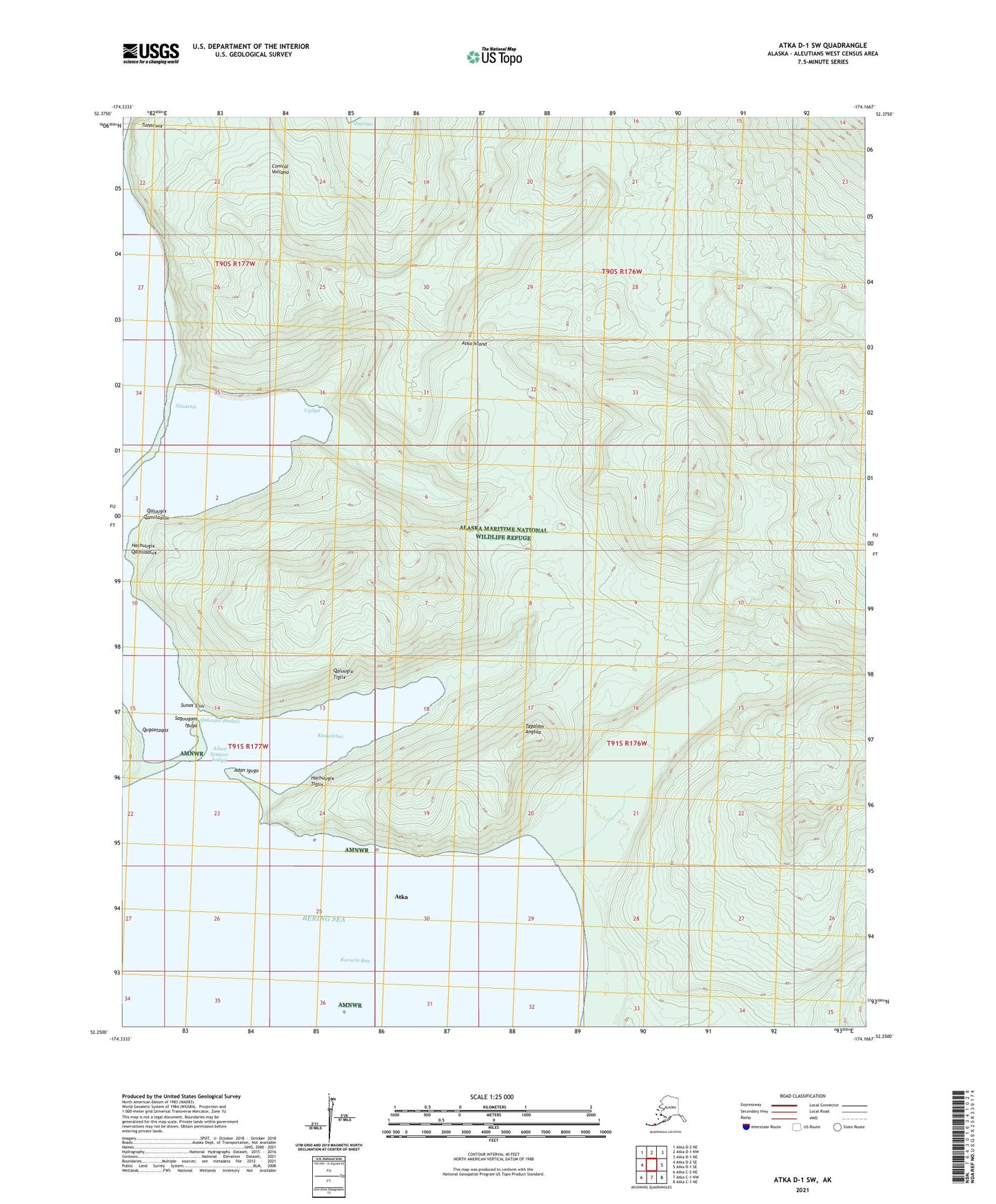 Atka D-1 SW Alaska US Topo Map Image