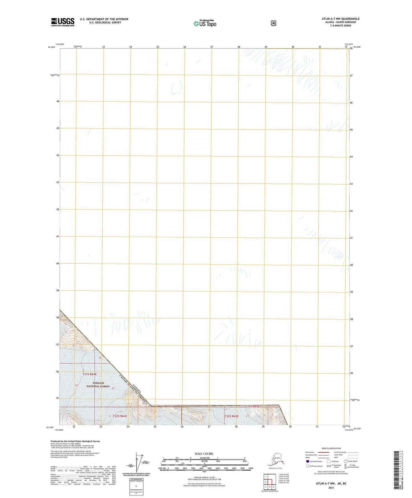 Atlin A-7 NW Alaska US Topo Map Image