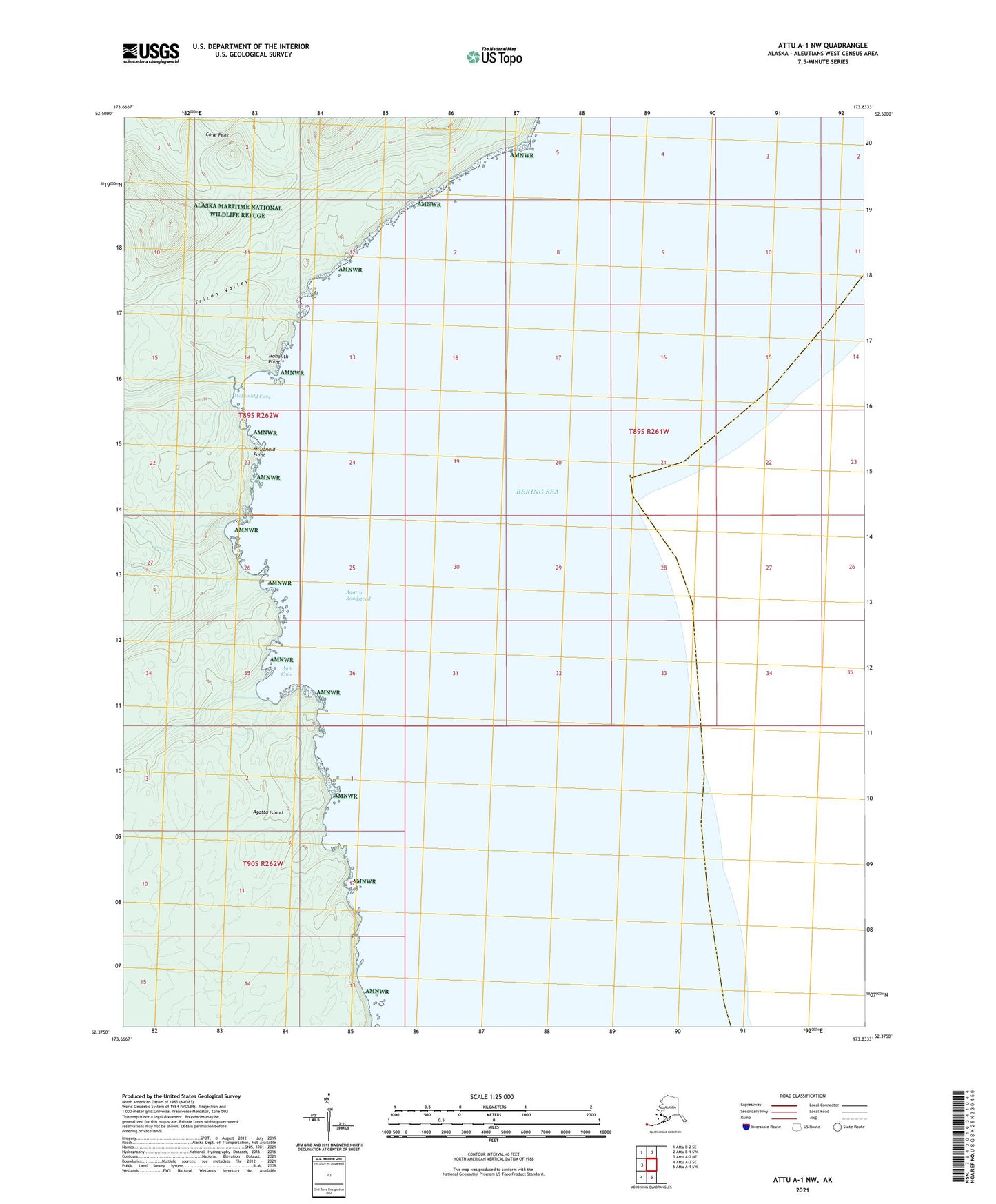 Attu A-1 NW Alaska US Topo Map Image