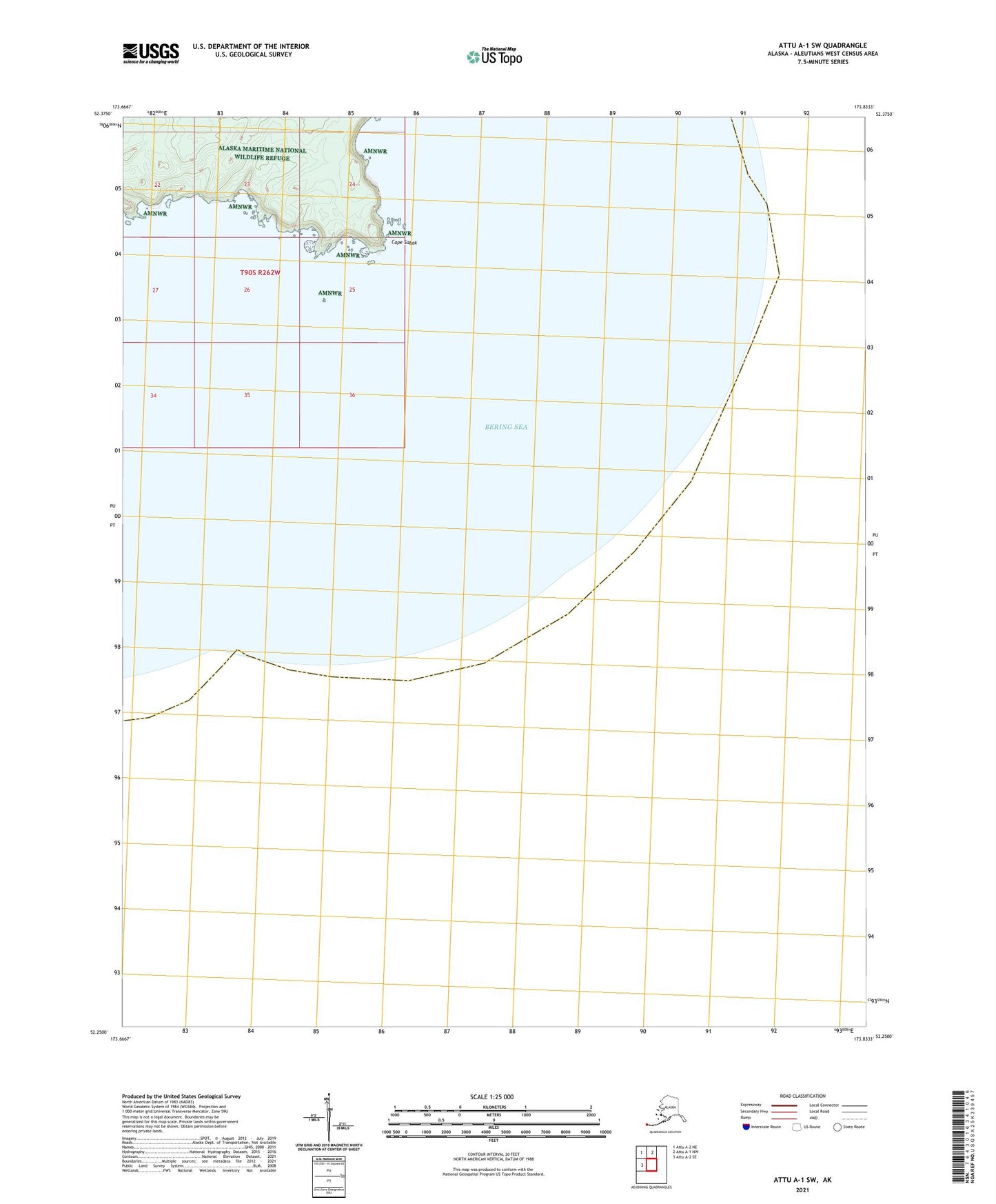 Attu A-1 SW Alaska US Topo Map Image