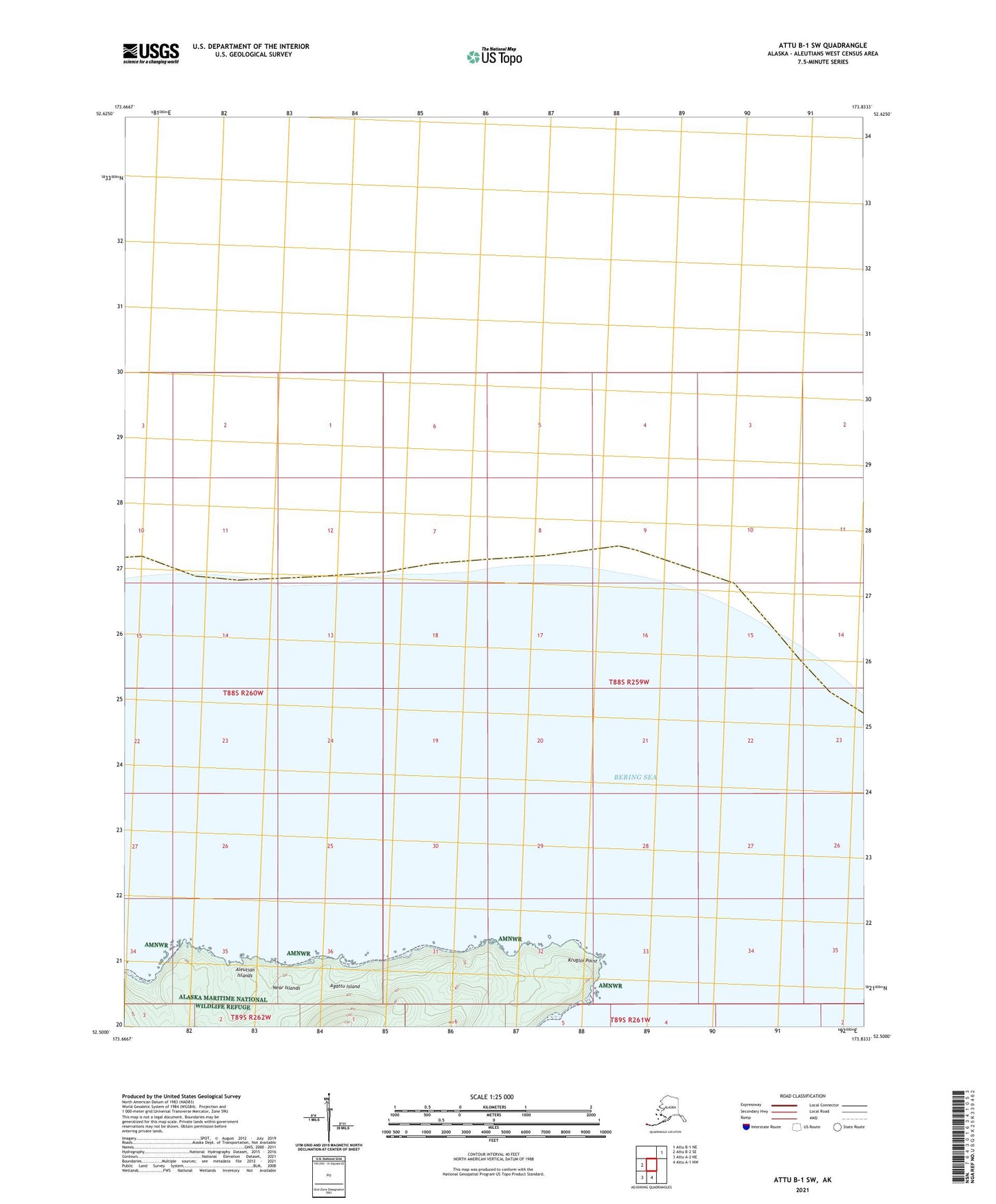 Attu B-1 SW Alaska US Topo Map Image