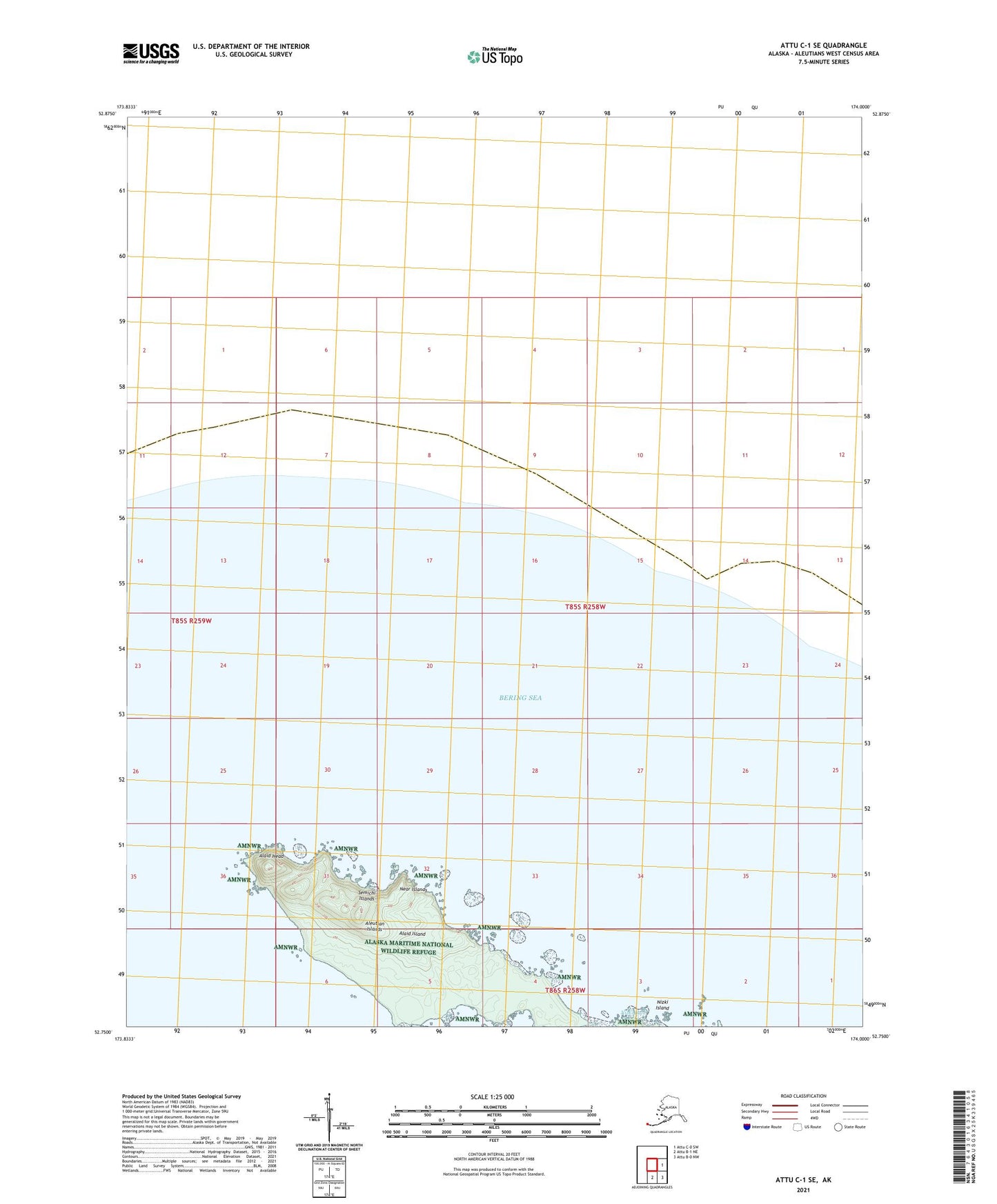 Attu C-1 SE Alaska US Topo Map Image