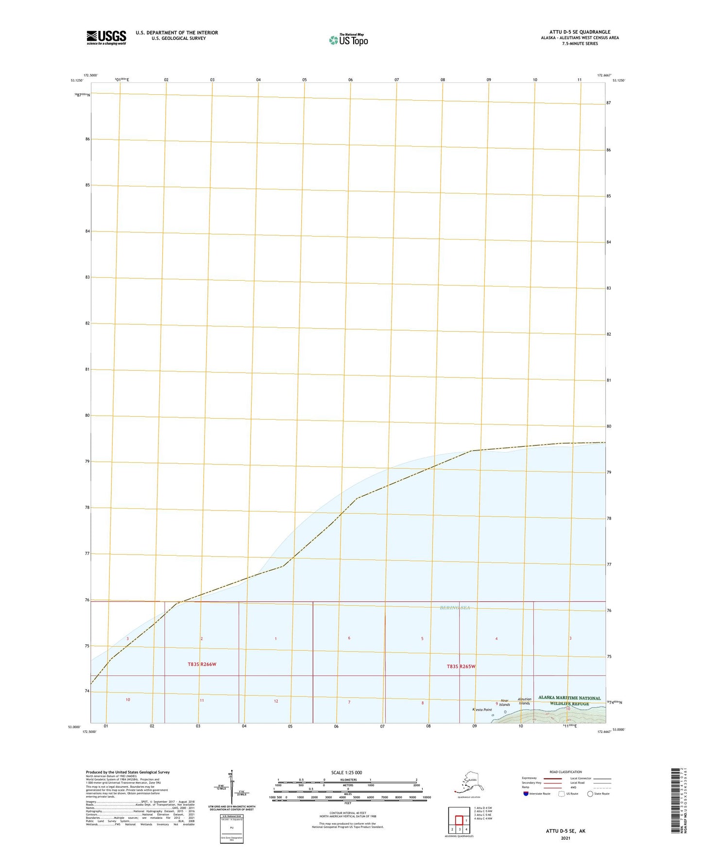 Attu D-5 SE Alaska US Topo Map Image
