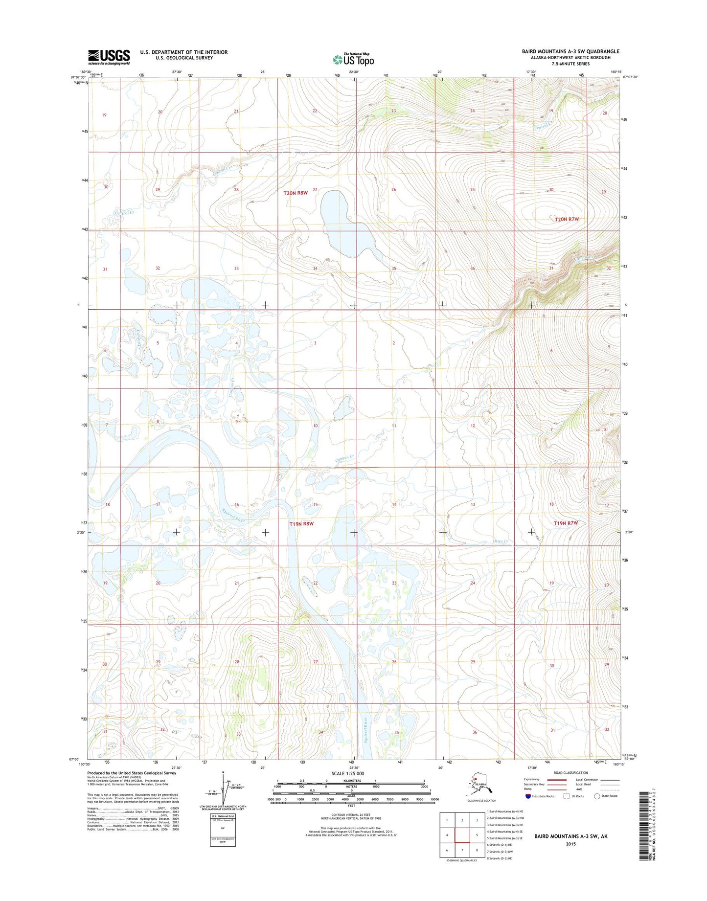Baird Mountains A-3 SW Alaska US Topo Map Image