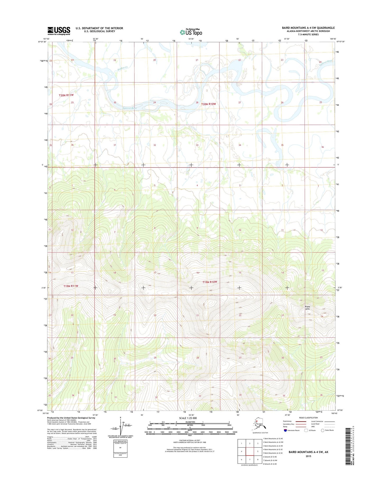Baird Mountains A-4 SW Alaska US Topo Map Image