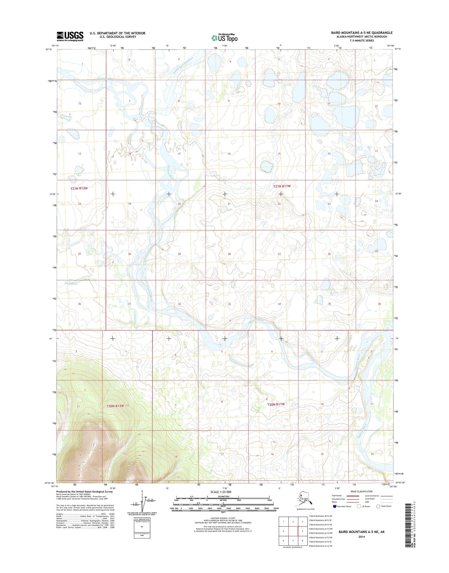Baird Mountains A-5 NE Alaska US Topo Map Image