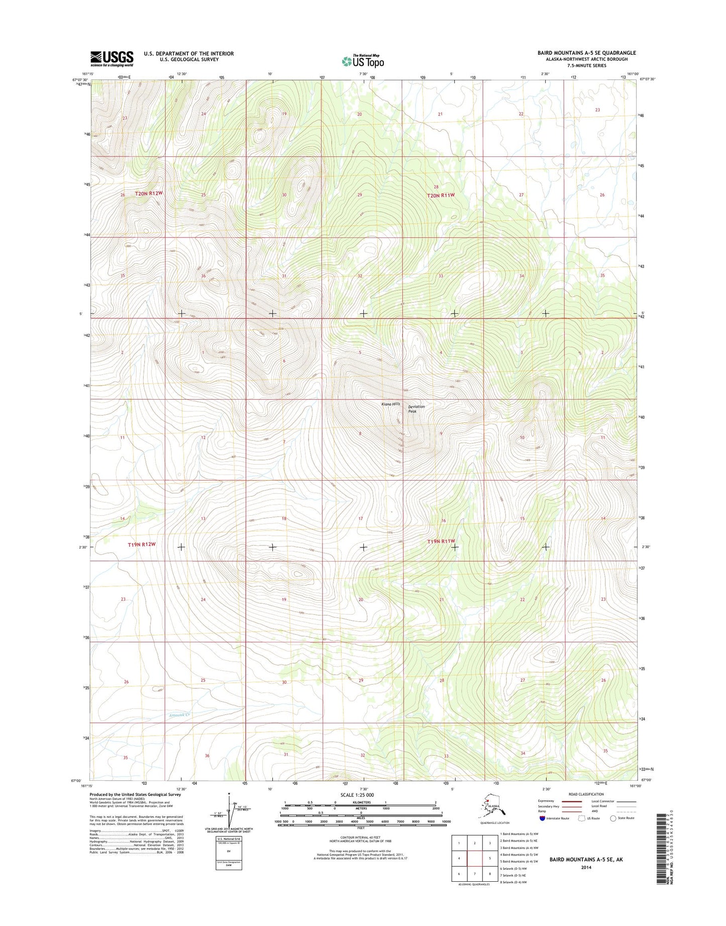 Baird Mountains A-5 SE Alaska US Topo Map Image