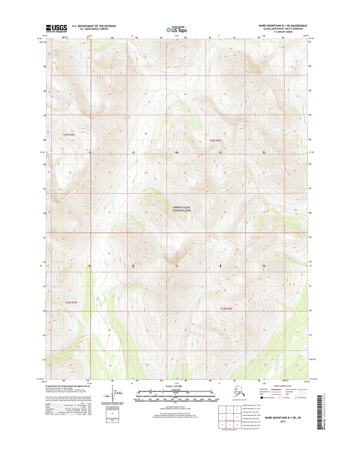 Baird Mountains B-1 NE Alaska US Topo Map Image