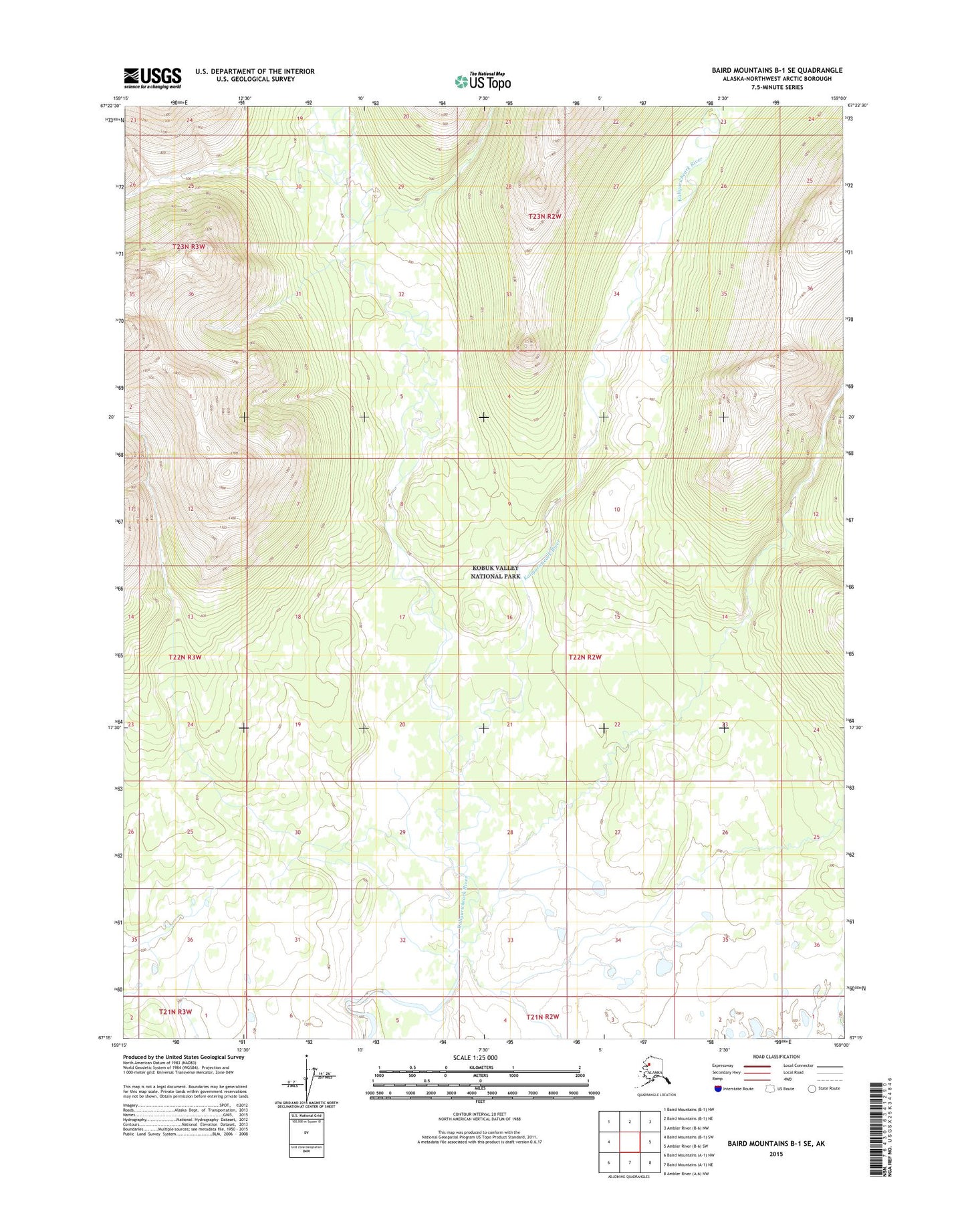 Baird Mountains B-1 SE Alaska US Topo Map Image