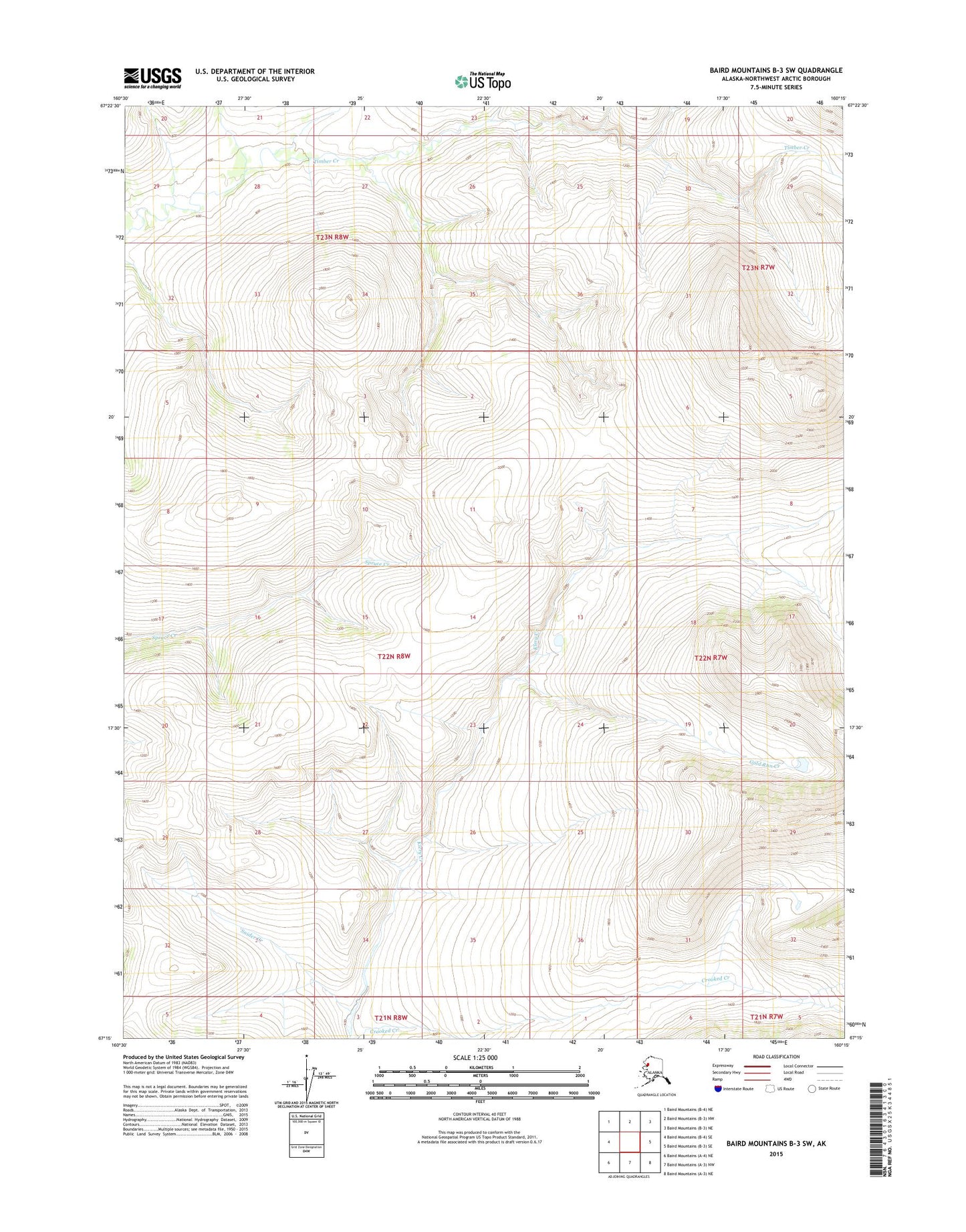 Baird Mountains B-3 SW Alaska US Topo Map Image