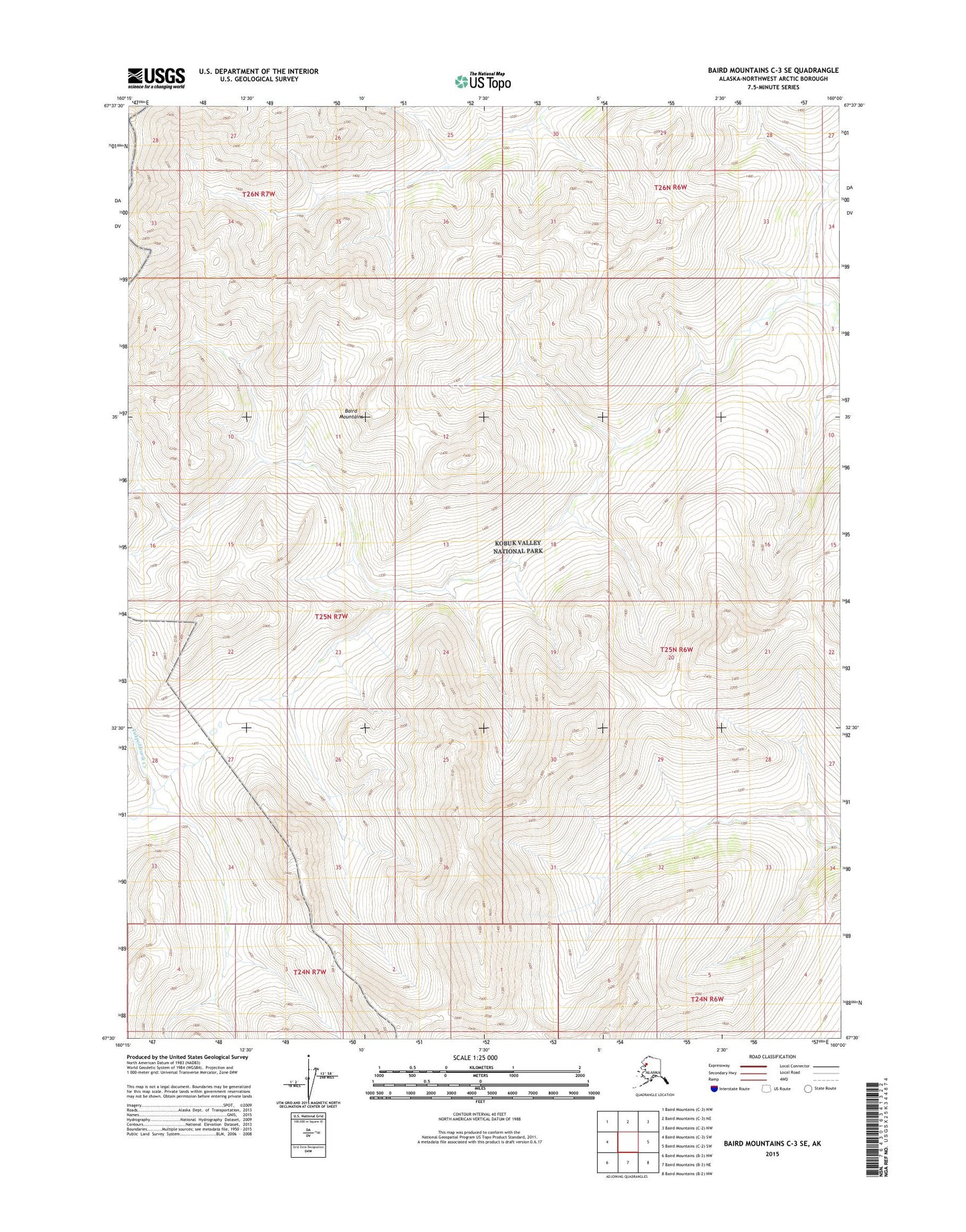 Baird Mountains C-3 SE Alaska US Topo Map Image