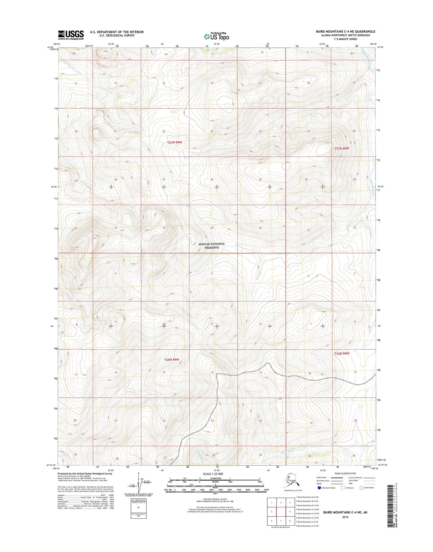 Baird Mountains C-4 NE Alaska US Topo Map Image