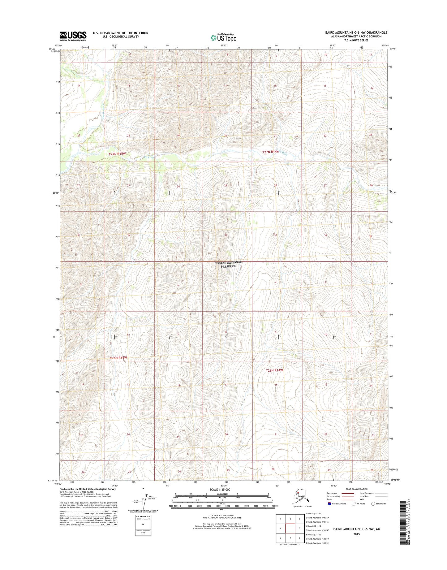 Baird Mountains C-6 NW Alaska US Topo Map Image