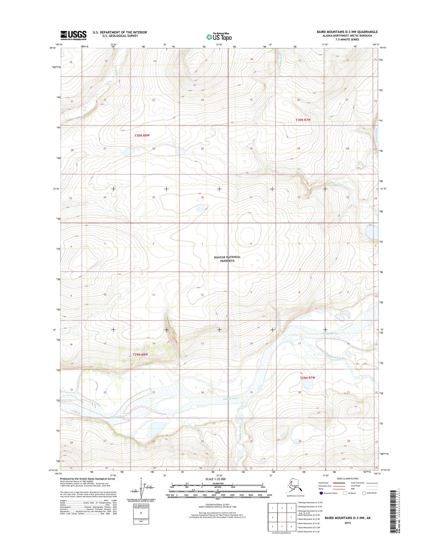 Baird Mountains D-3 NW Alaska US Topo Map Image
