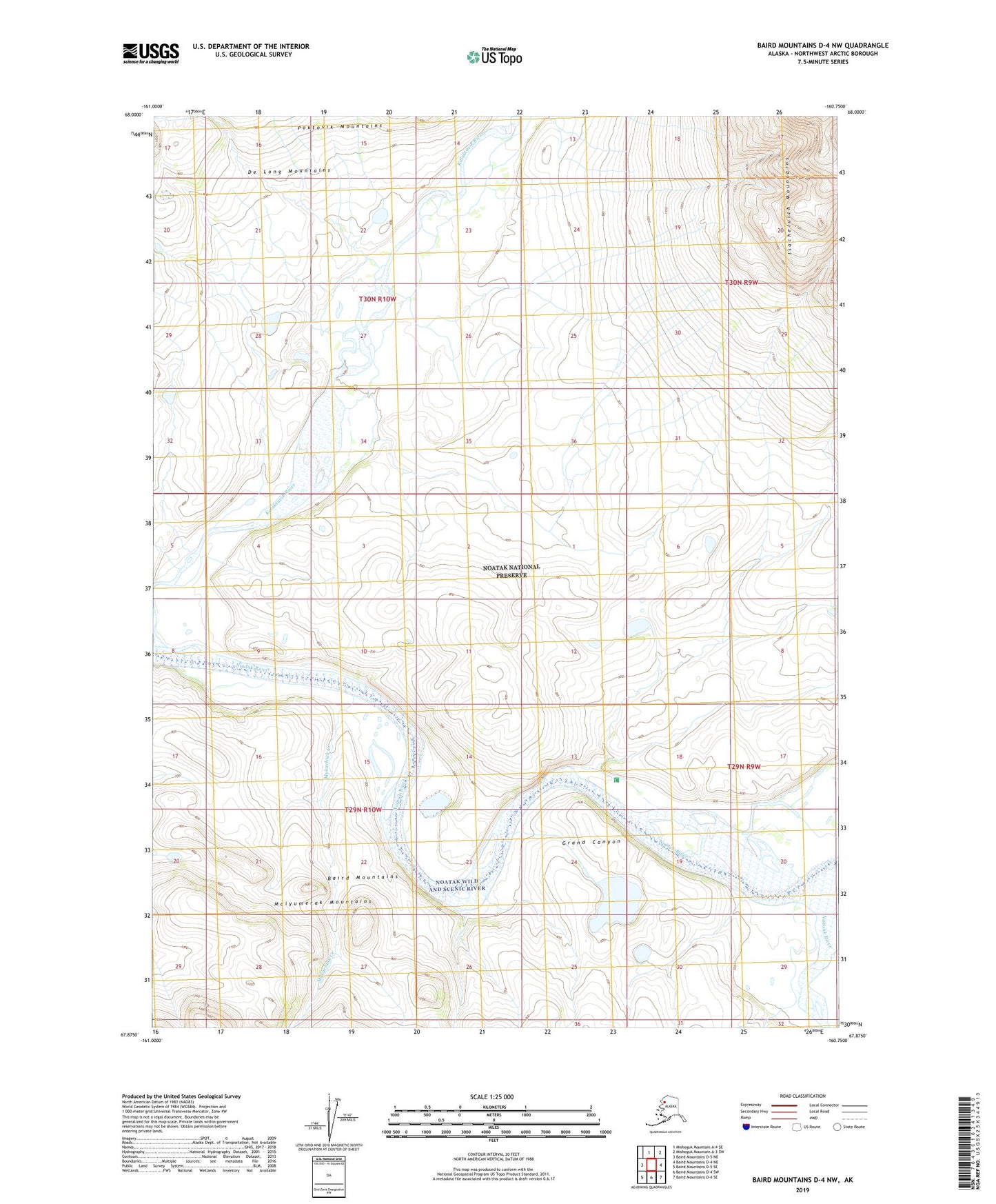 Baird Mountains D-4 NW Alaska US Topo Map Image