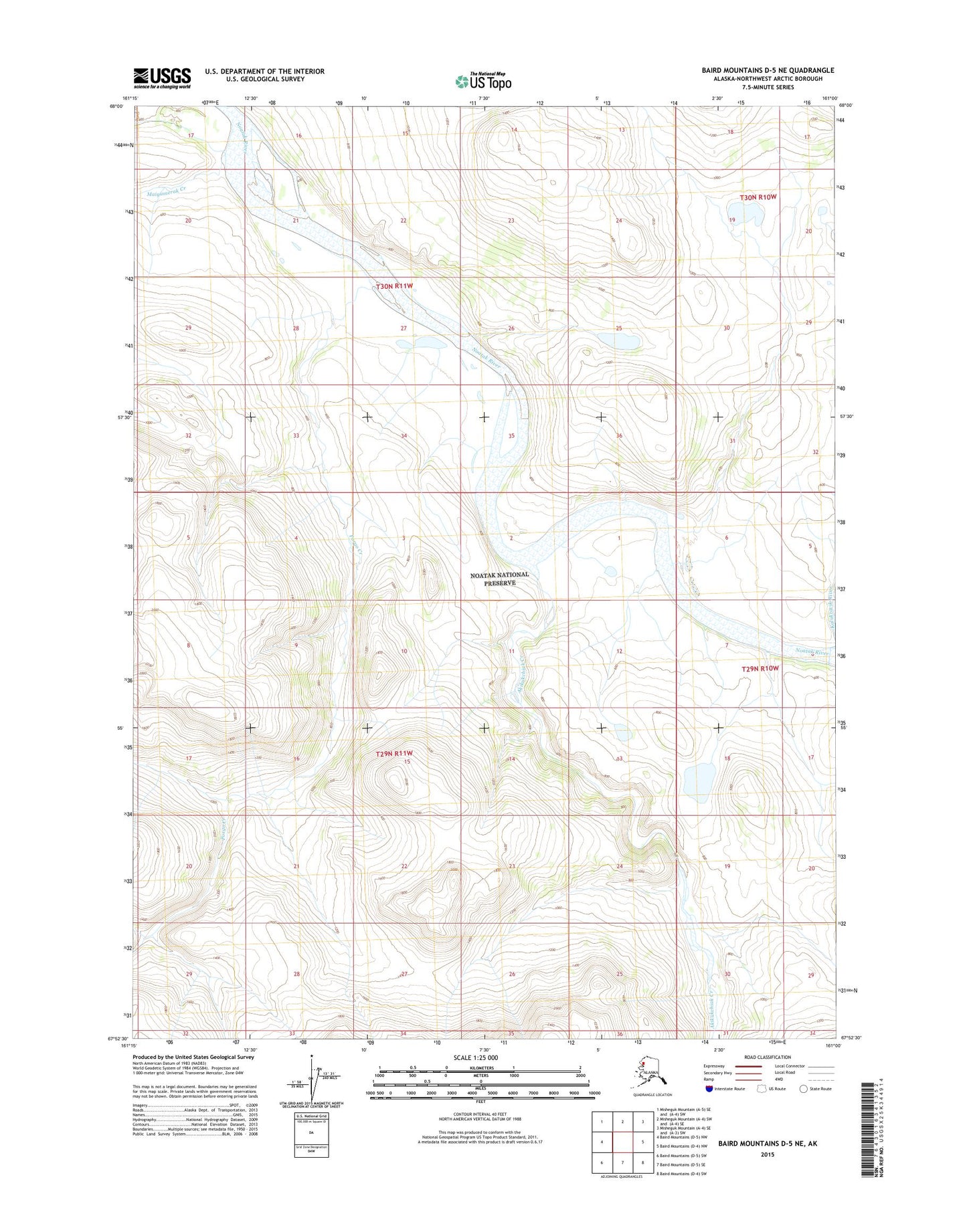 Baird Mountains D-5 NE Alaska US Topo Map Image