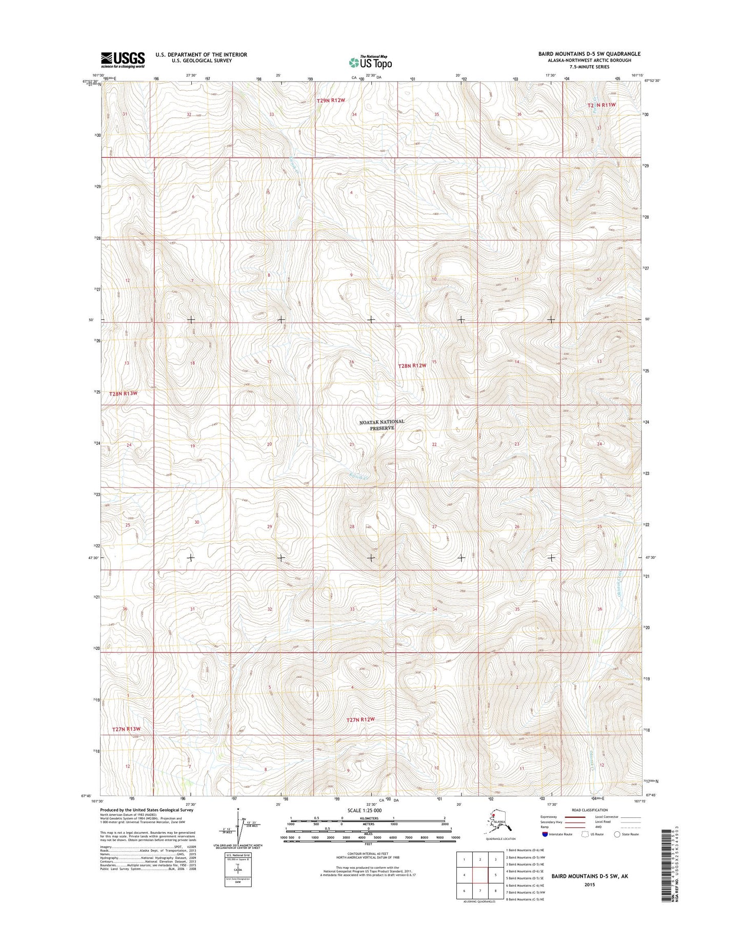 Baird Mountains D-5 SW Alaska US Topo Map Image