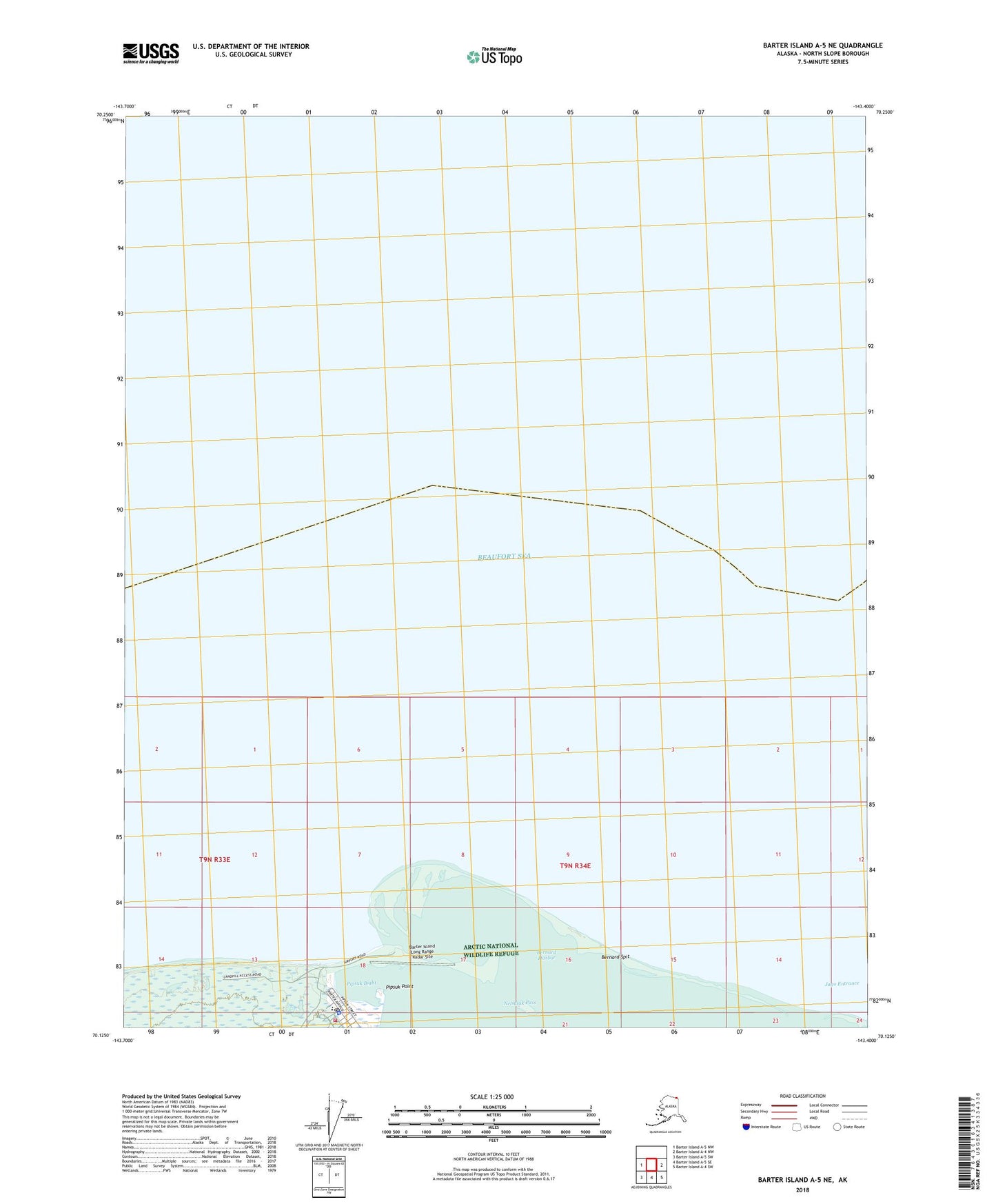 Barter Island A-5 NE Alaska US Topo Map Image