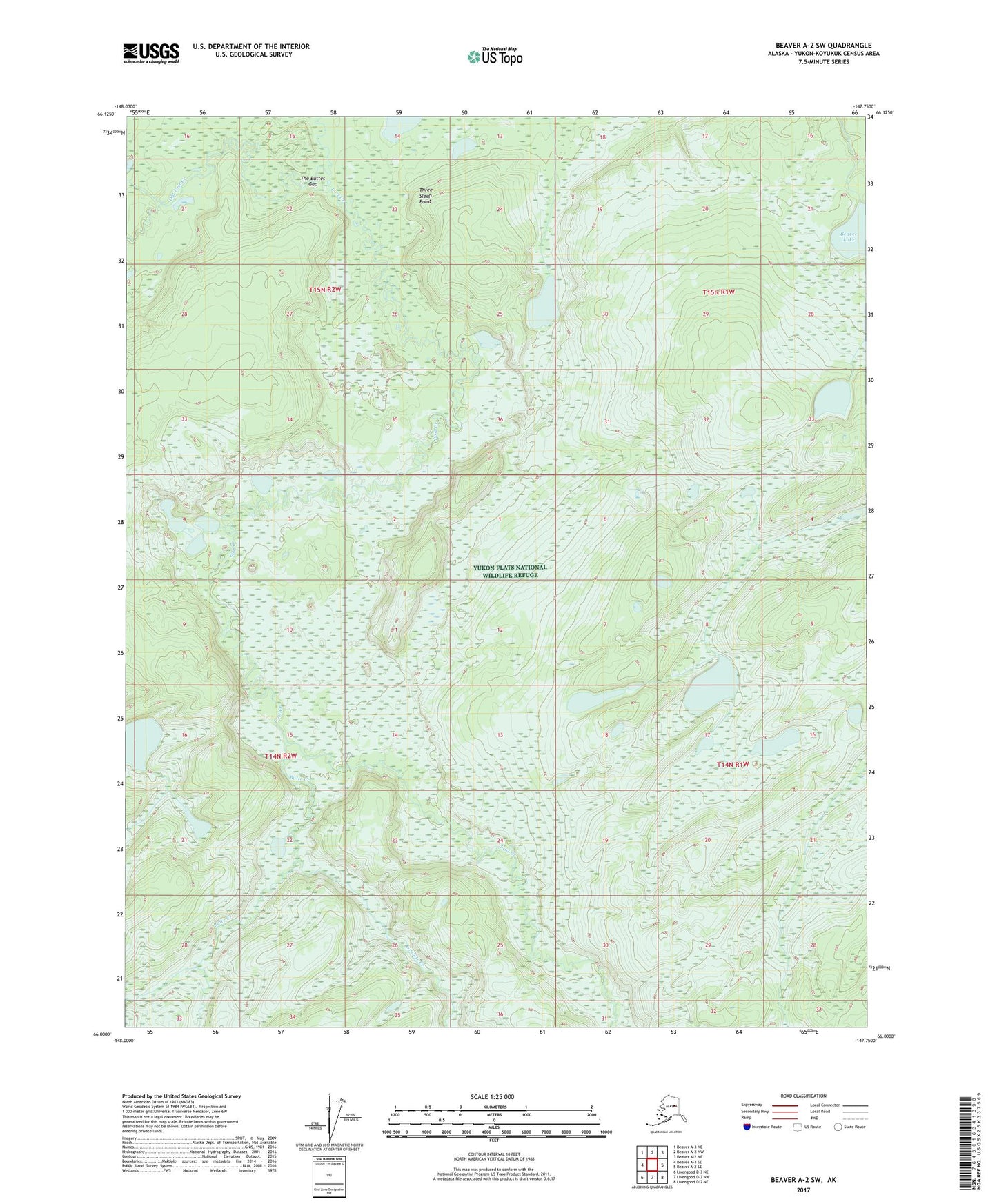 Beaver A-2 SW Alaska US Topo Map Image