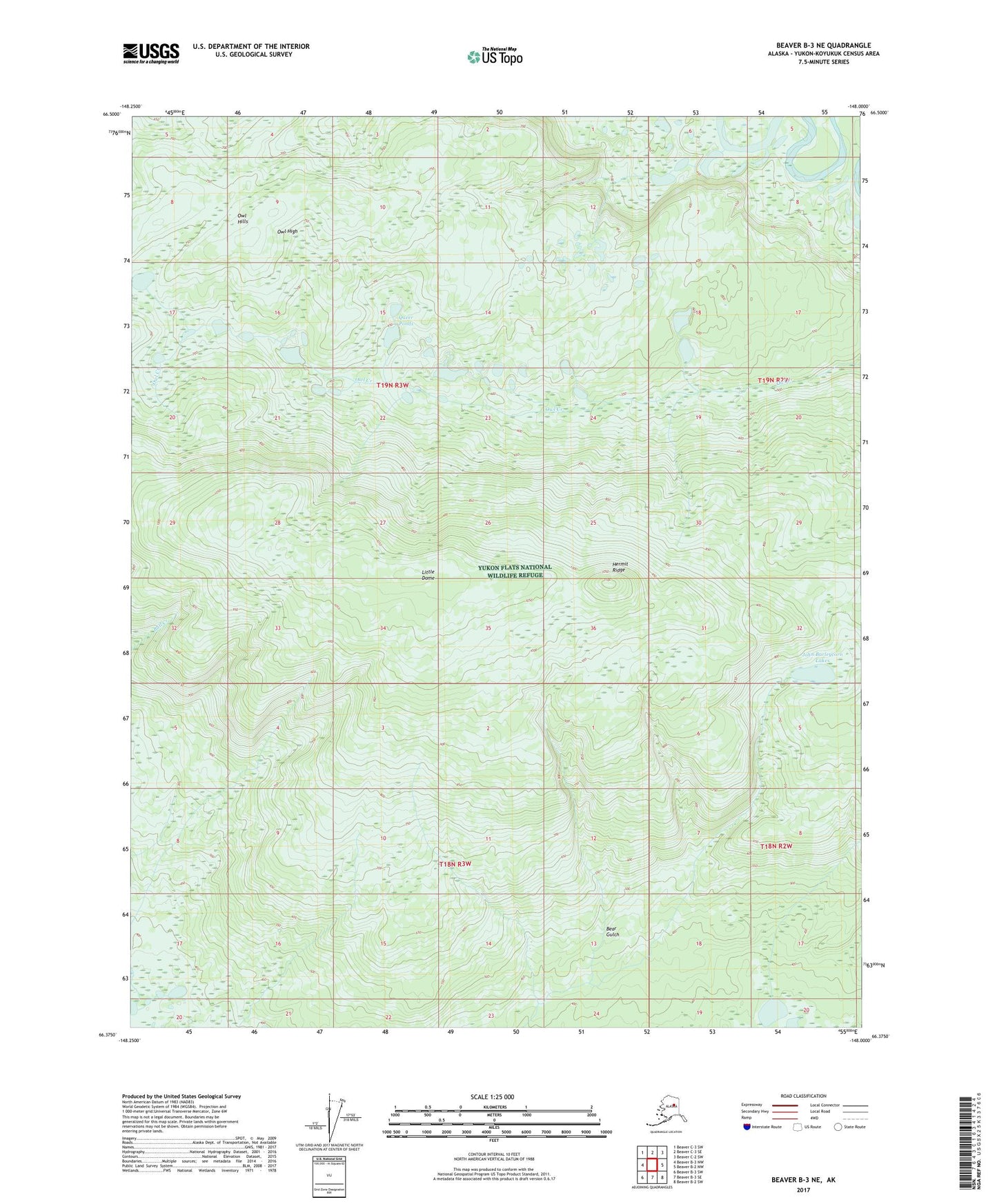 Beaver B-3 NE Alaska US Topo Map Image