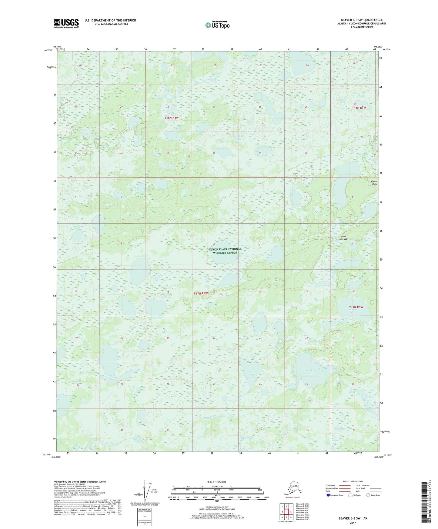 Beaver B-3 SW Alaska US Topo Map Image
