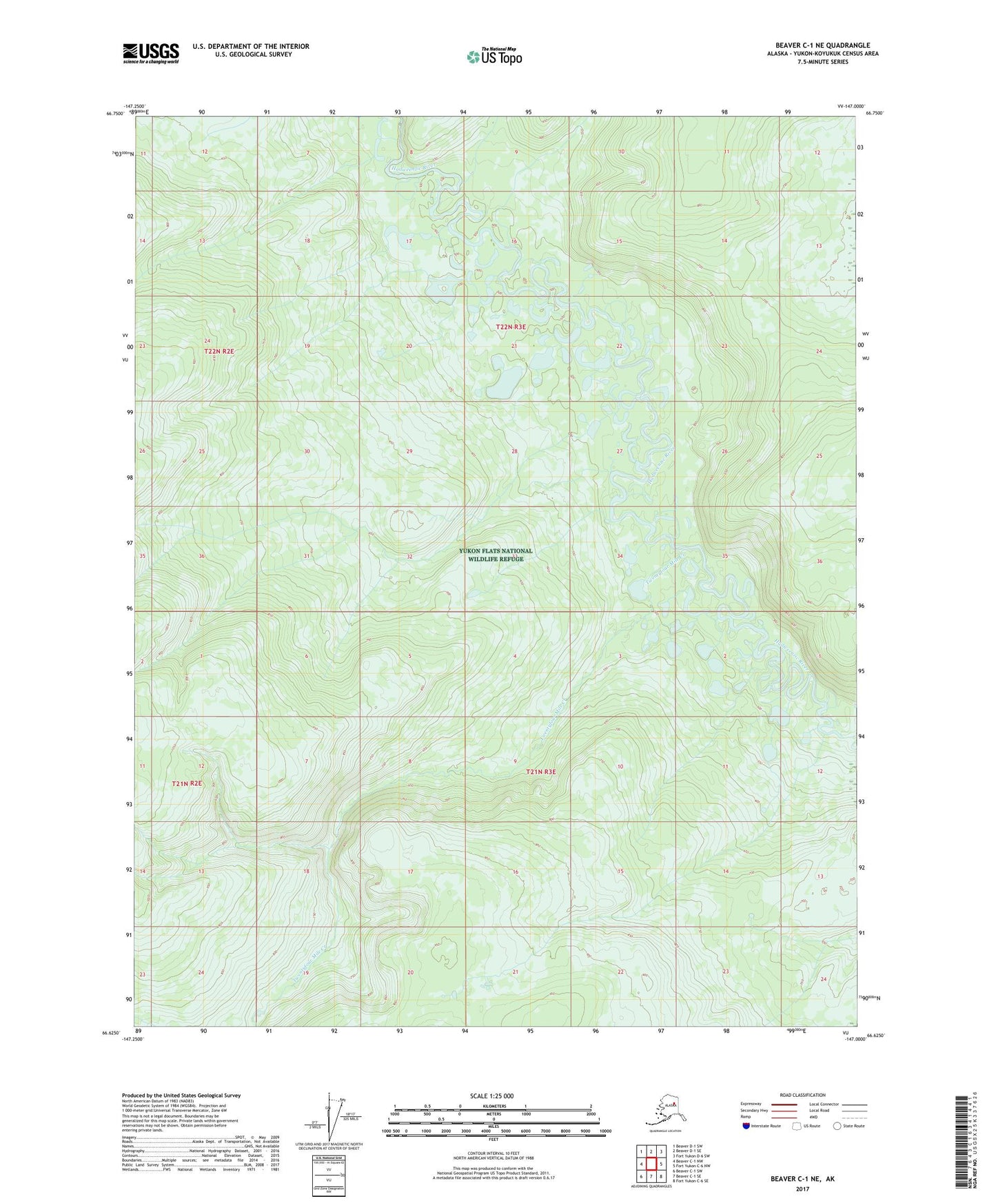 Beaver C-1 NE Alaska US Topo Map Image