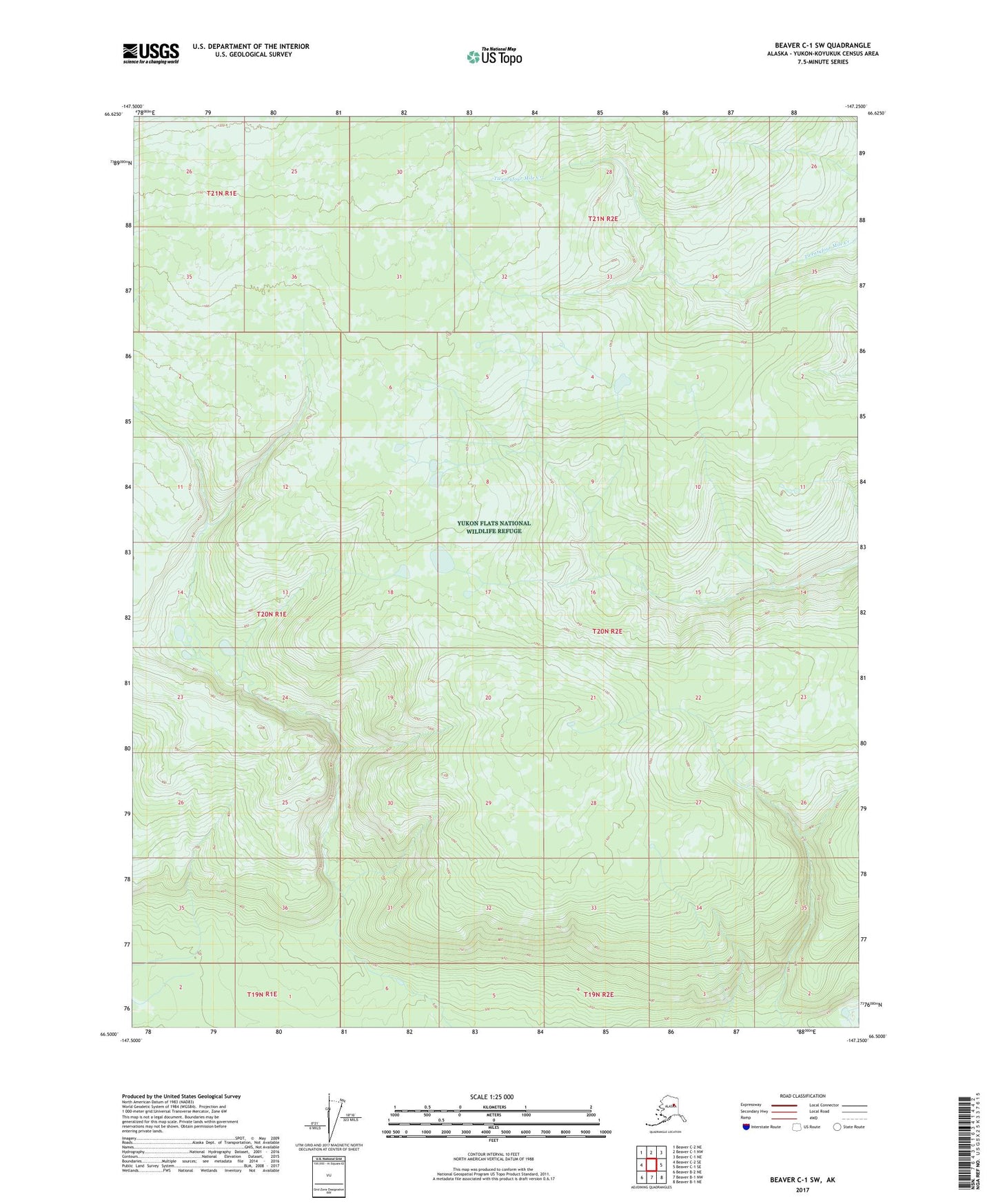 Beaver C-1 SW Alaska US Topo Map Image