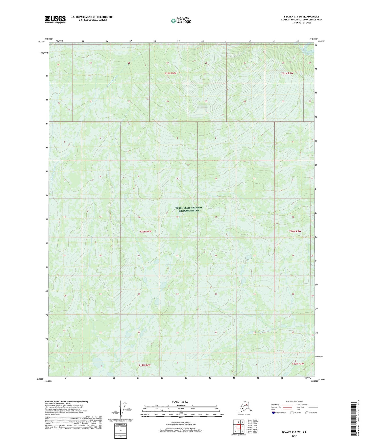 Beaver C-3 SW Alaska US Topo Map Image