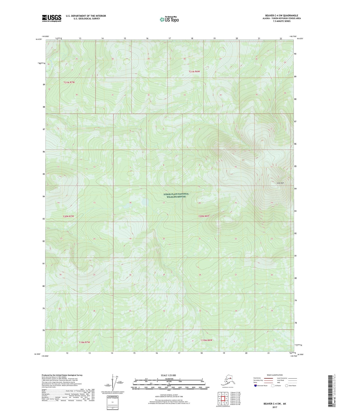 Beaver C-4 SW Alaska US Topo Map Image