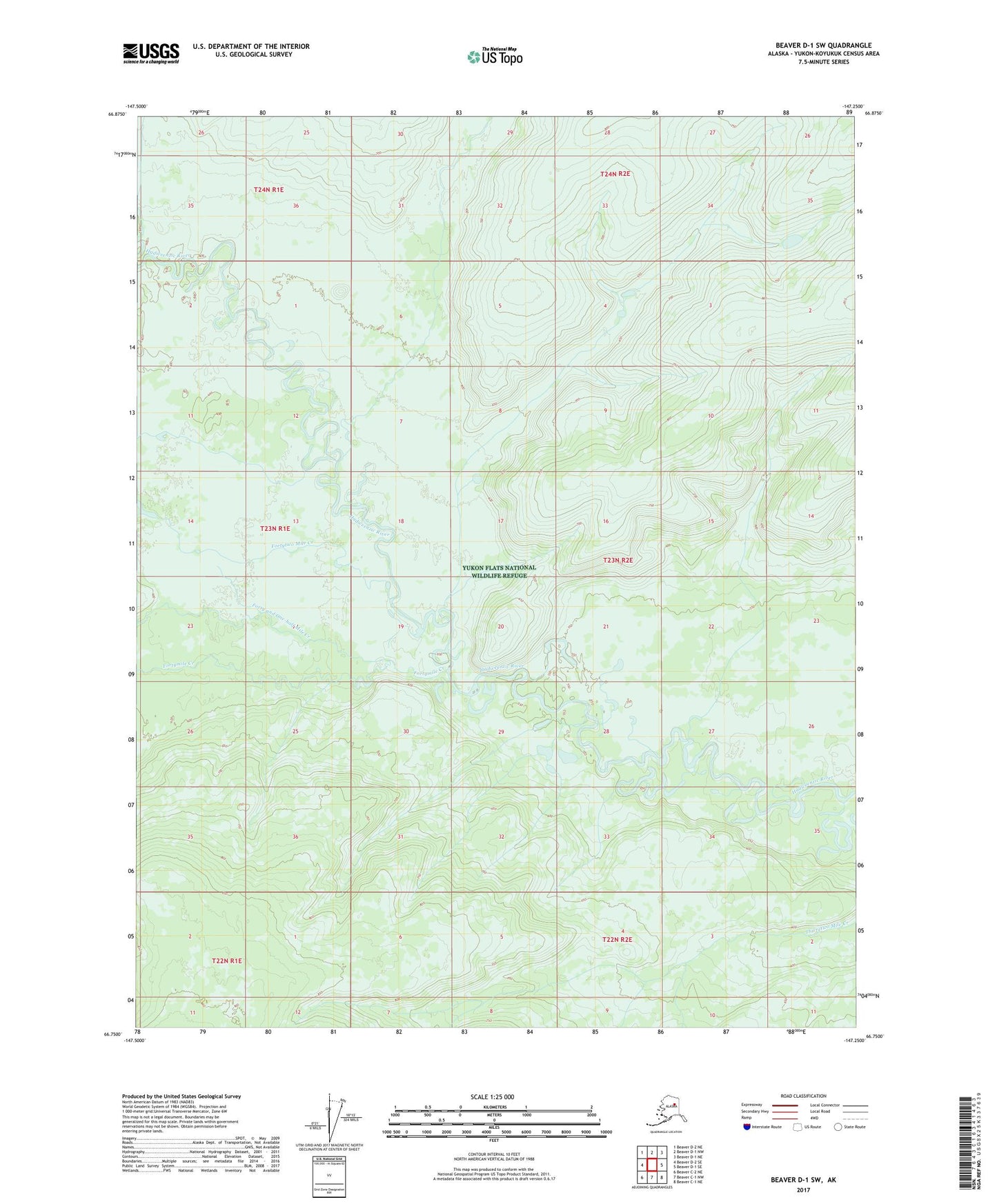 Beaver D-1 SW Alaska US Topo Map Image