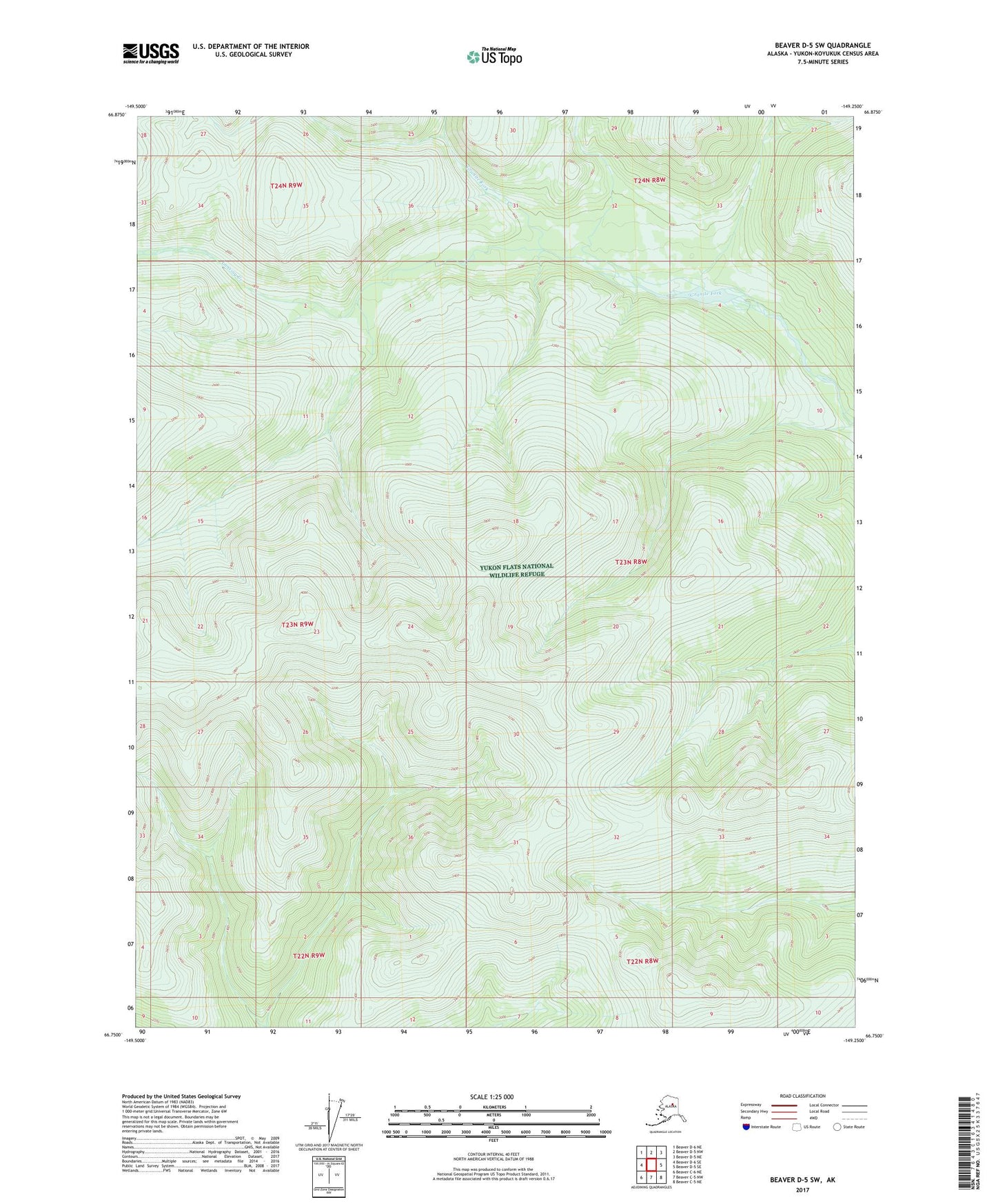 Beaver D-5 SW Alaska US Topo Map Image