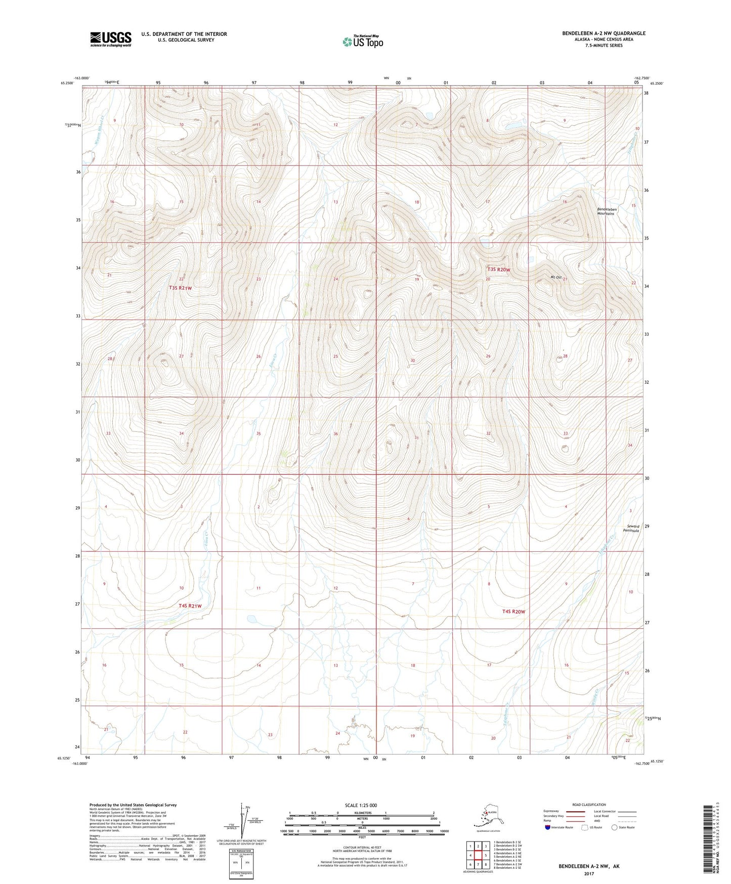 Bendeleben A-2 NW Alaska US Topo Map Image