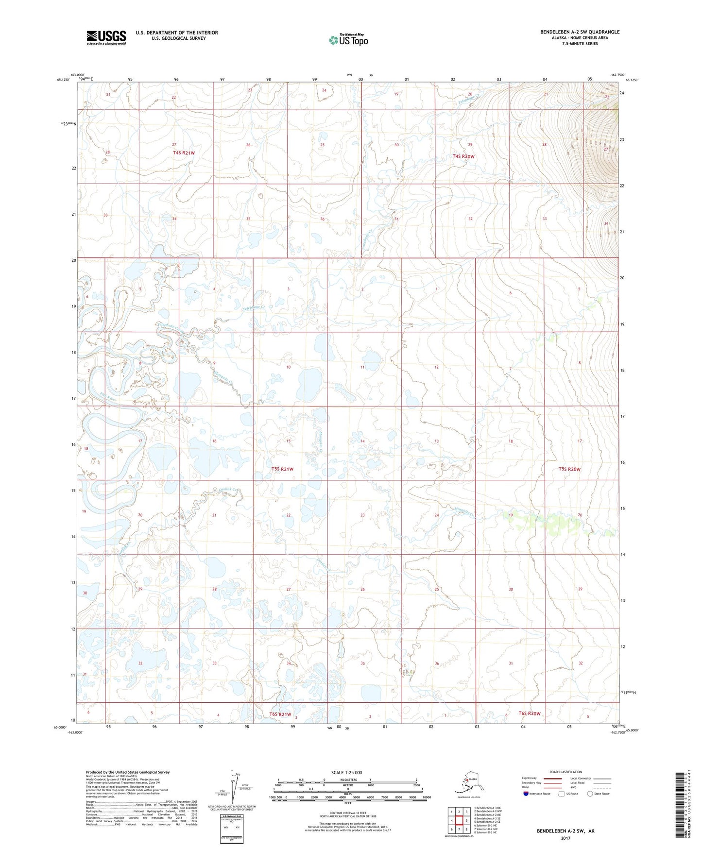 Bendeleben A-2 SW Alaska US Topo Map Image