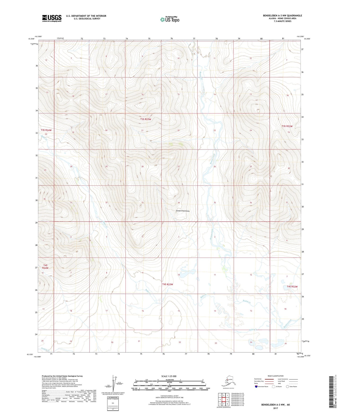 Bendeleben A-3 NW Alaska US Topo Map Image