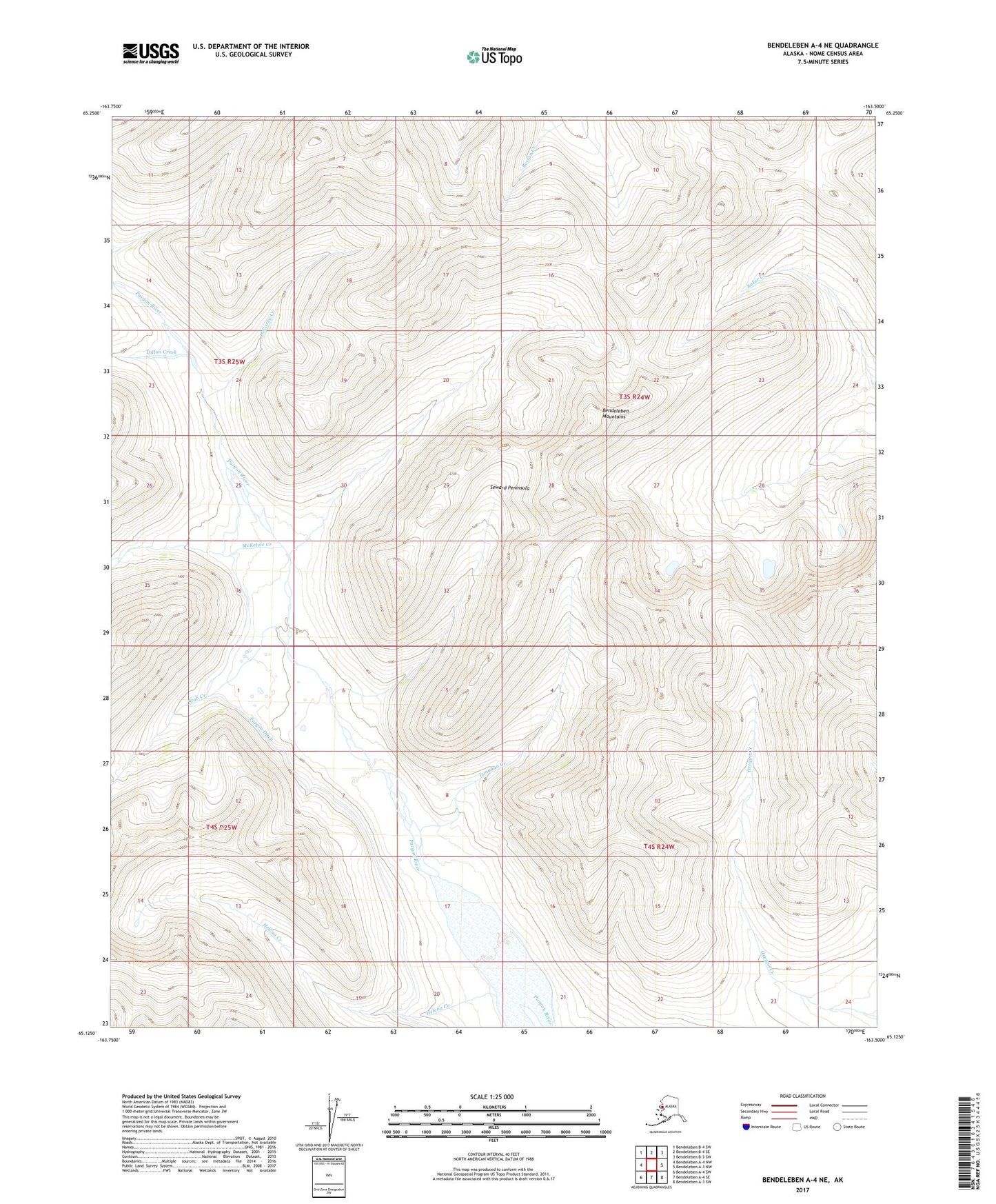 Bendeleben A-4 NE Alaska US Topo Map Image