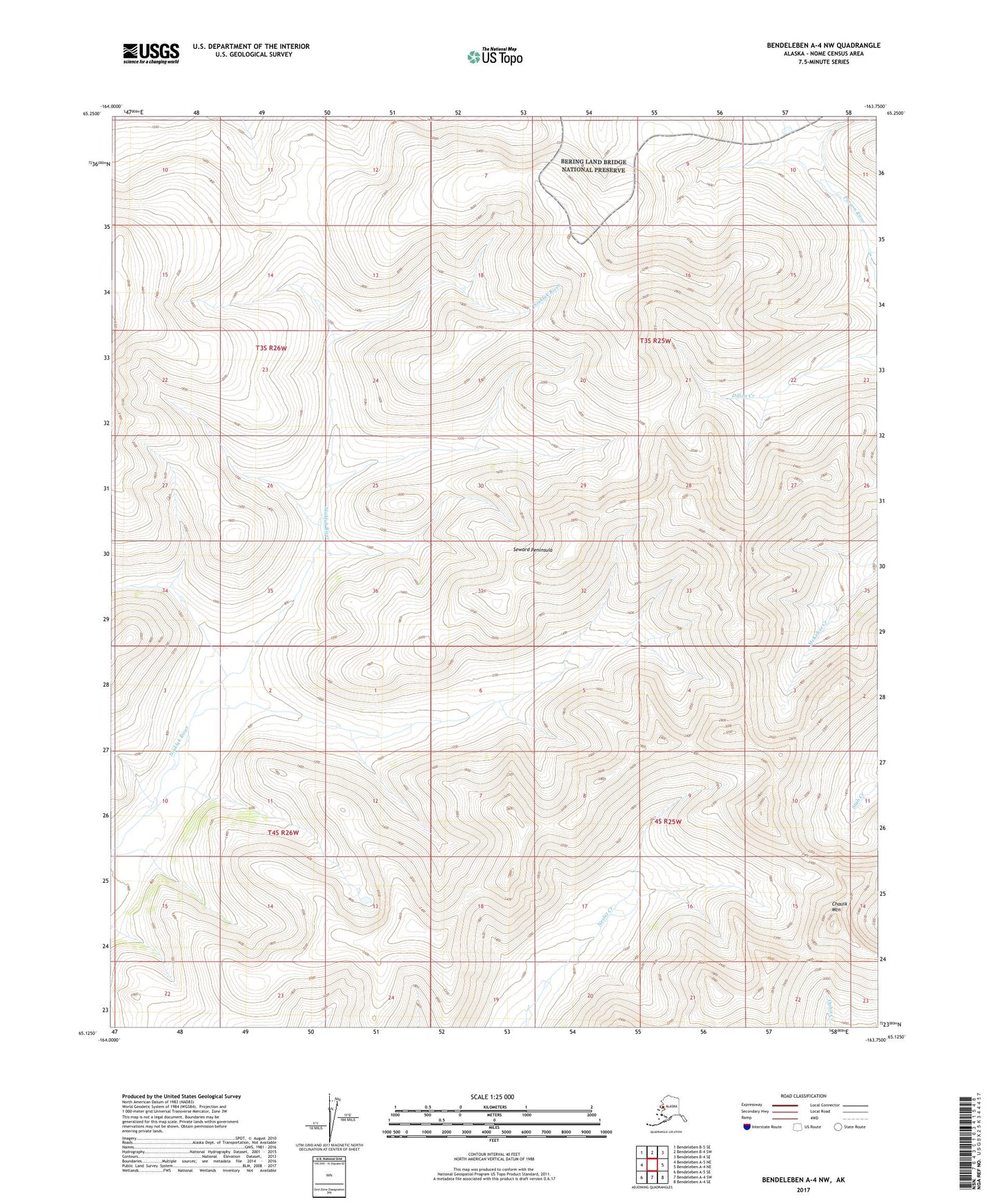 Bendeleben A-4 NW Alaska US Topo Map Image