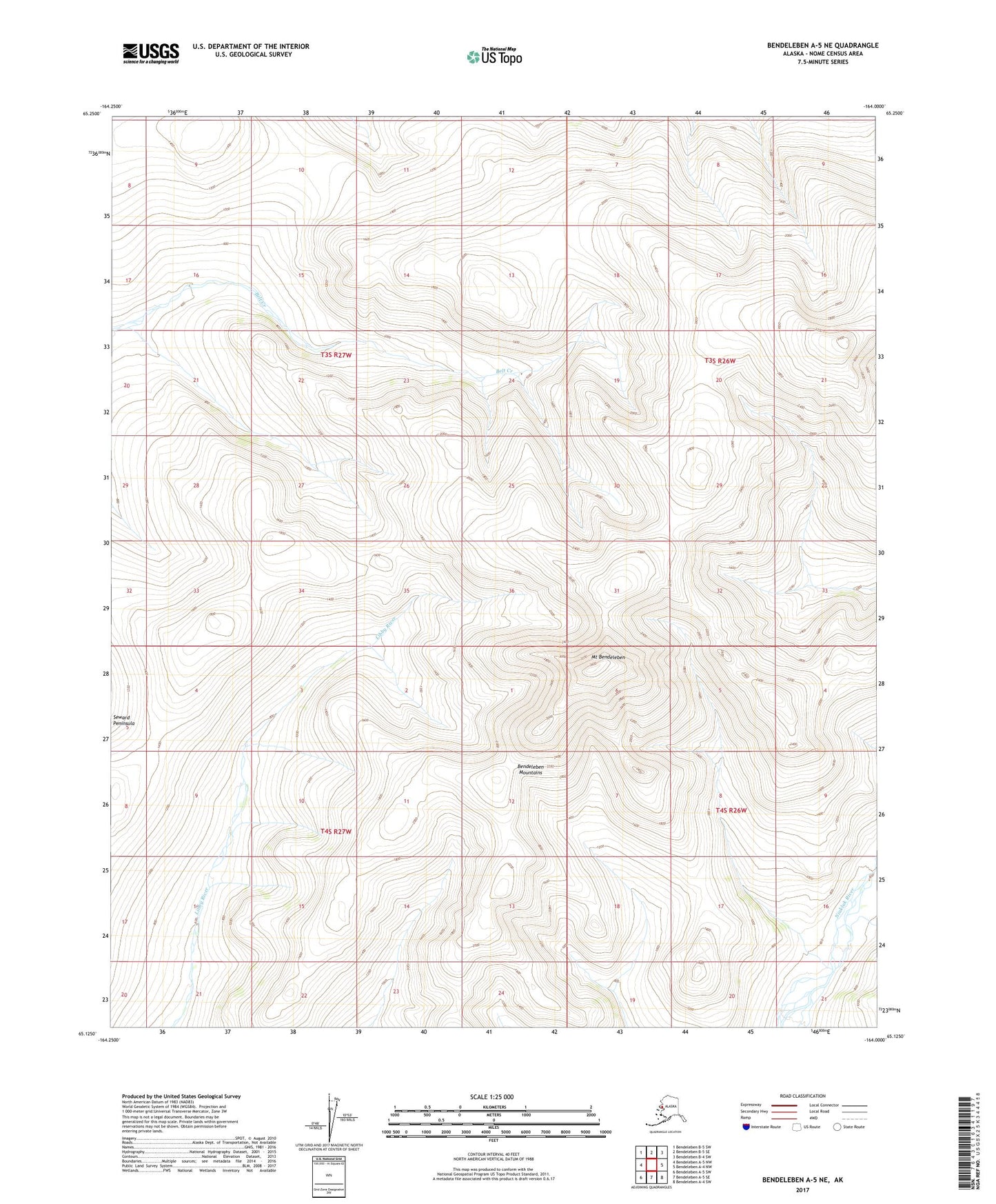 Bendeleben A-5 NE Alaska US Topo Map Image