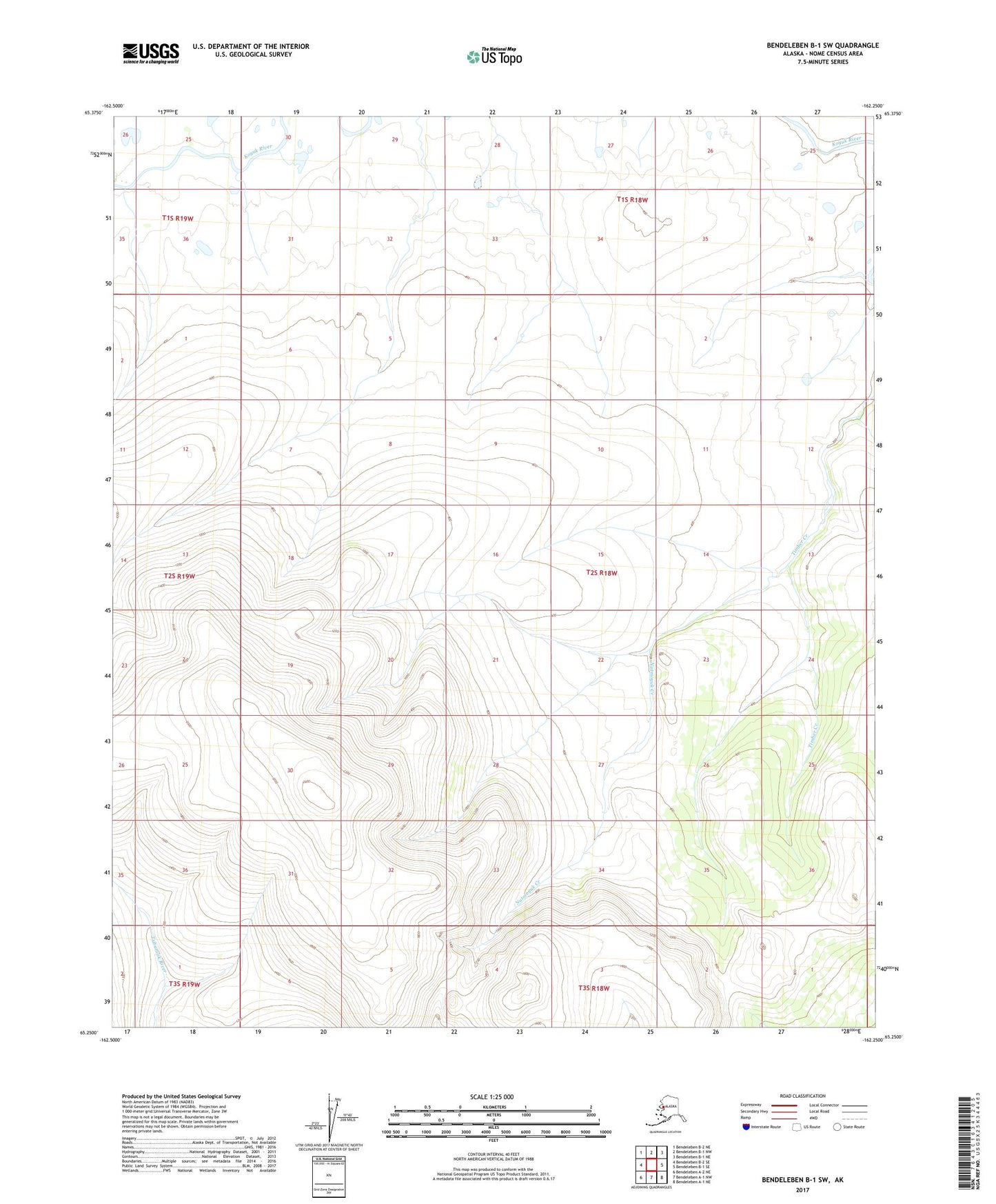 Bendeleben B-1 SW Alaska US Topo Map Image