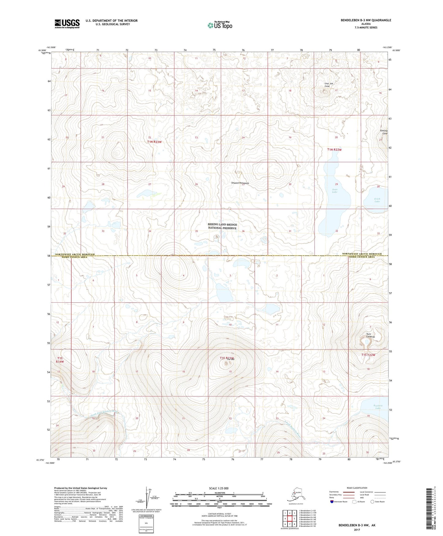 Bendeleben B-3 NW Alaska US Topo Map Image