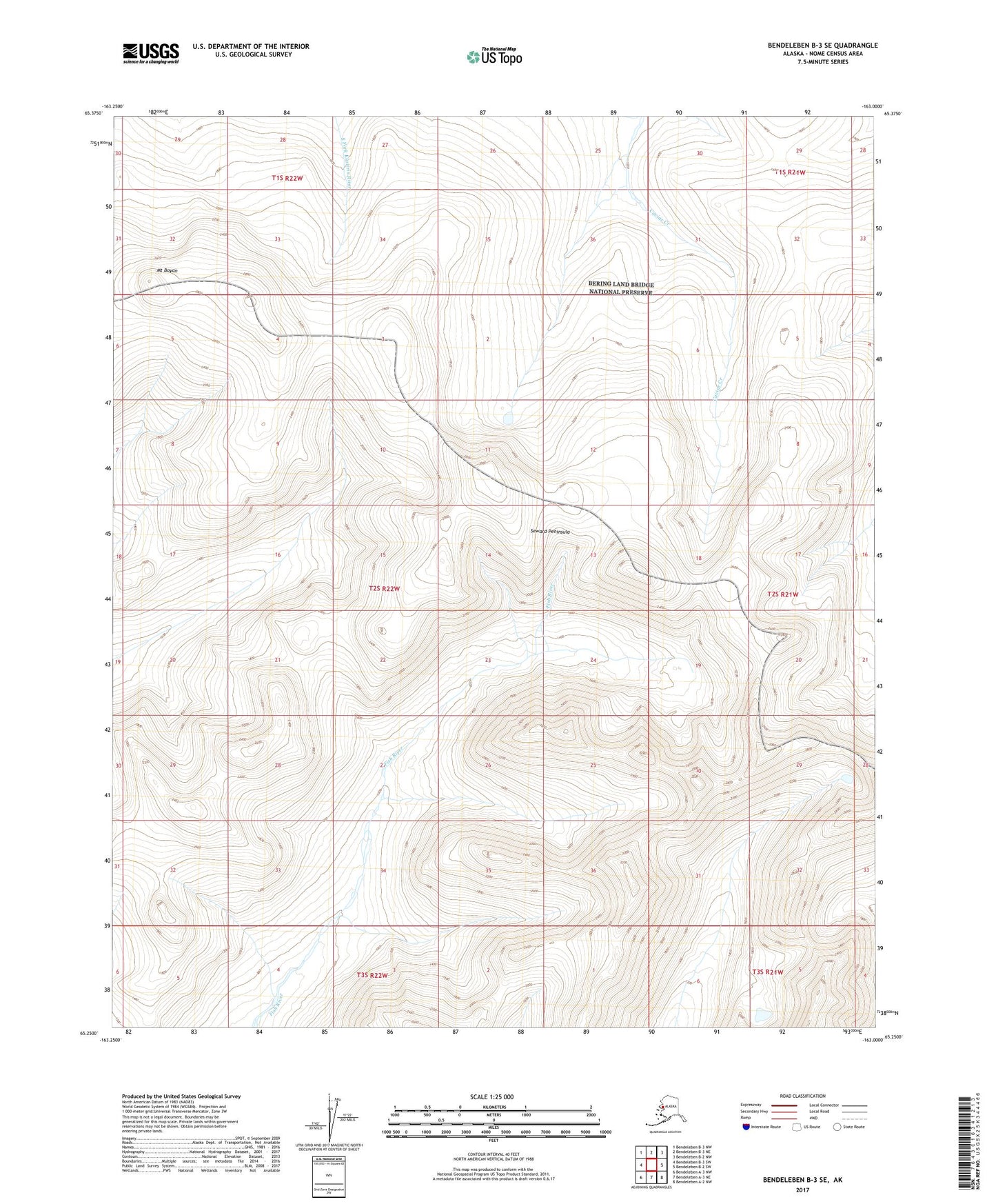 Bendeleben B-3 SE Alaska US Topo Map Image