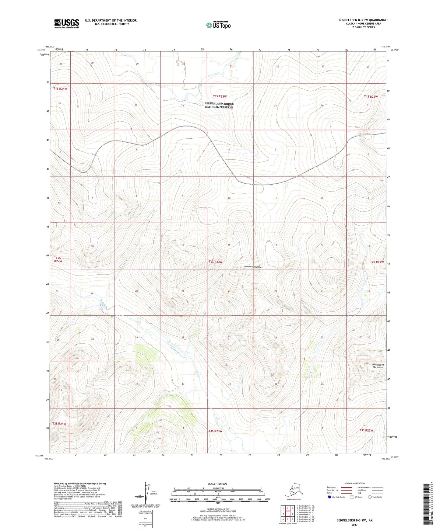 Bendeleben B-3 SW Alaska US Topo Map Image