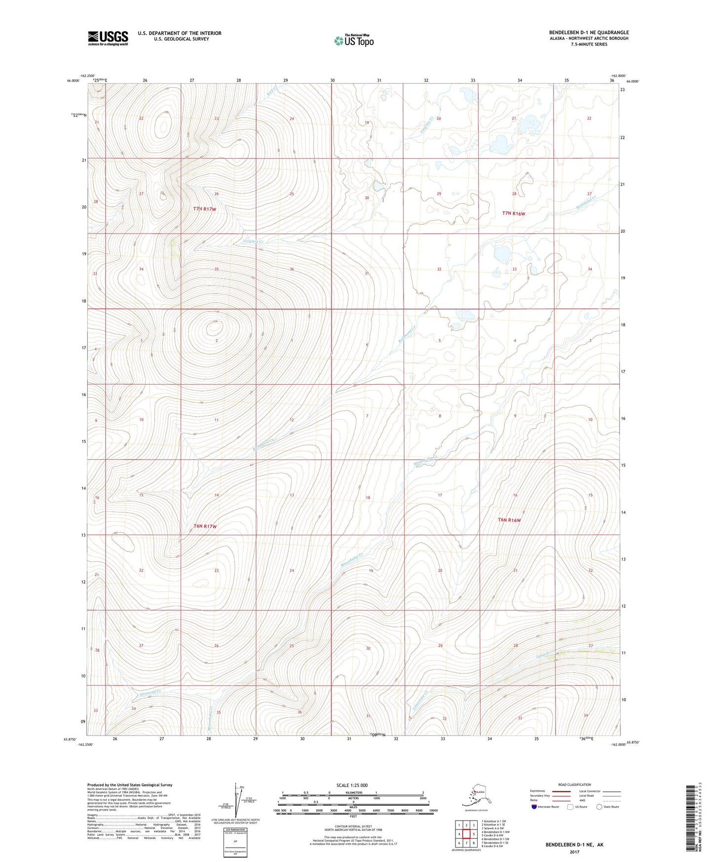 Bendeleben D-1 NE Alaska US Topo Map Image