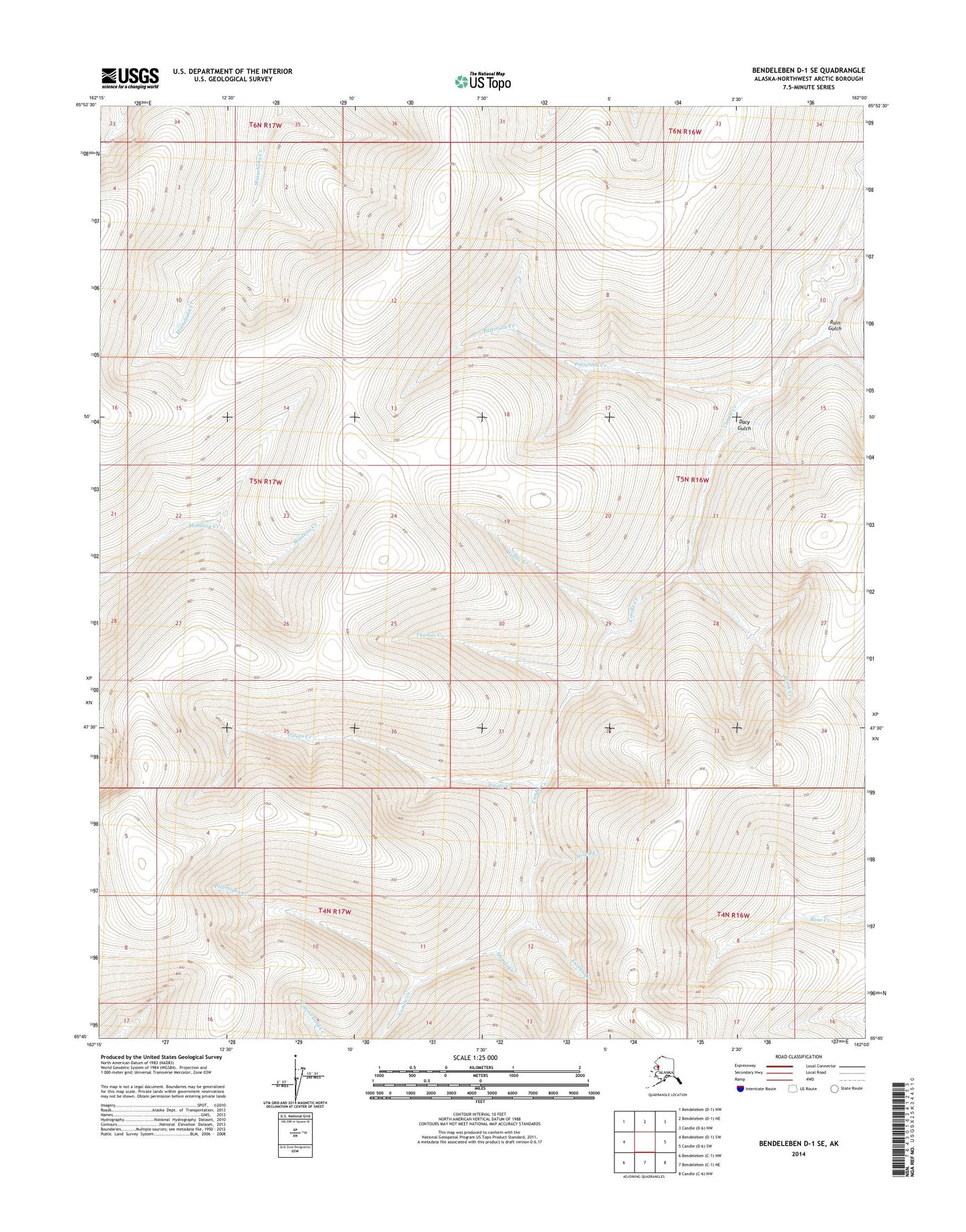 Bendeleben D-1 SE Alaska US Topo Map Image